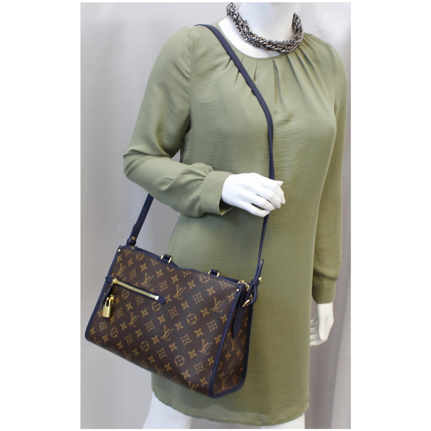 LOUIS VUITTON Popincourt PM Monogram Canvas Shoulder Bag Brown/Marine