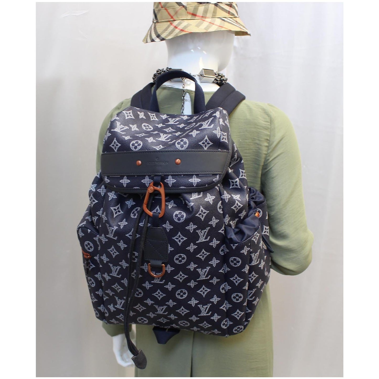 LOUIS VUITTON Discovery Upside Down Monogram Backpack Bag Navy Blue