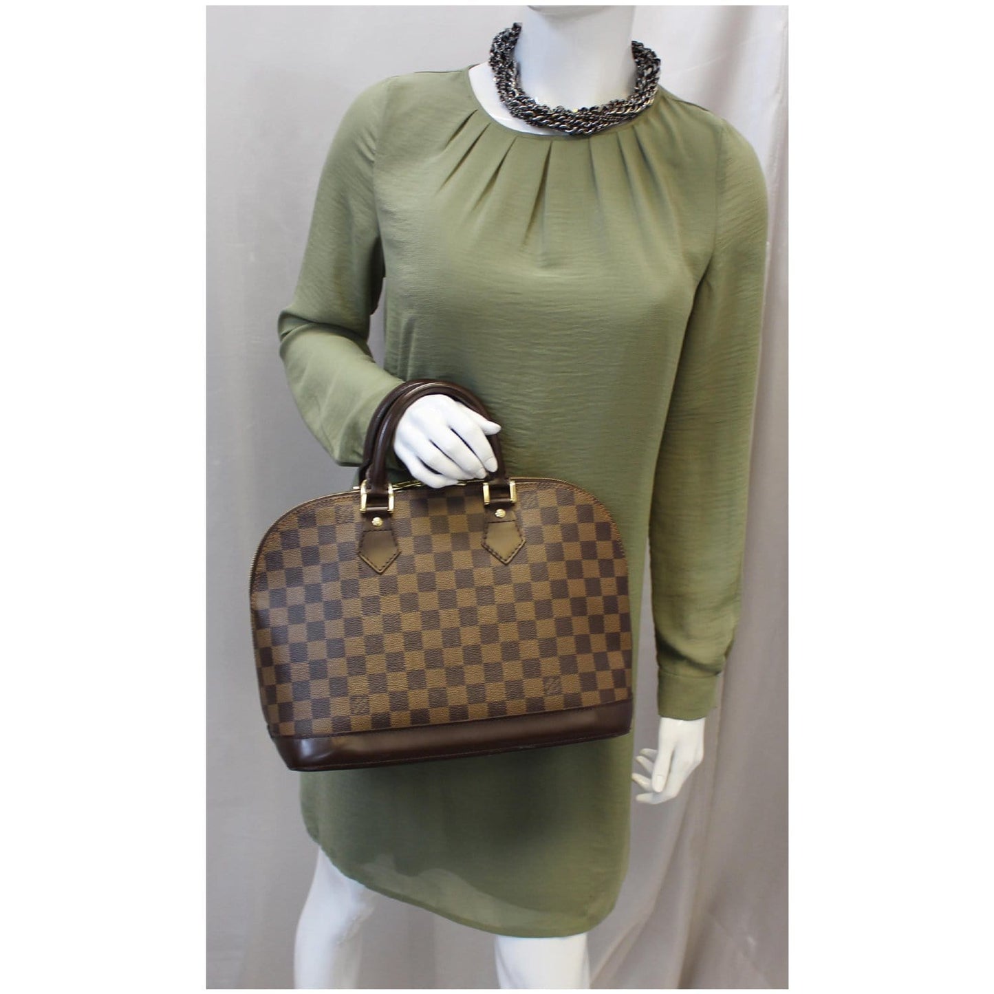 Louis Vuitton Alma PM Damier Ebene Satchel Bag Brown