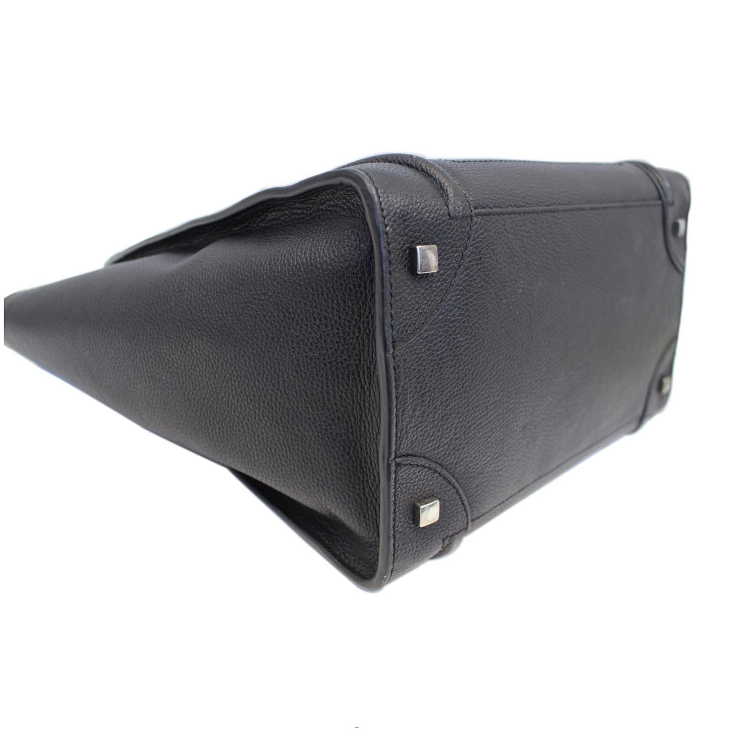 CELINE Black Leather Mini Luggage Tote Bag