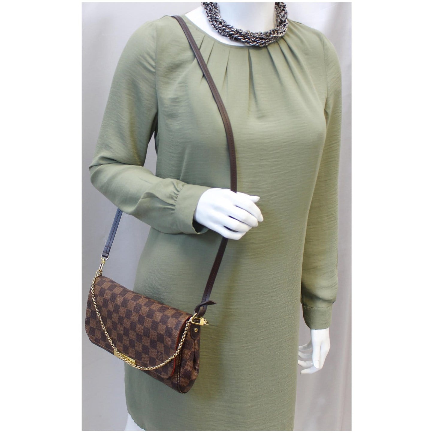 LOUIS VUITTON Favorite MM Damier Ebene Crossbody Bag Brown