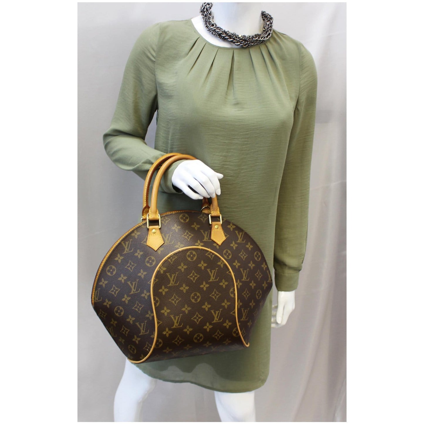 LOUIS VUITTON Ellipse MM Monogram Canvas Satchel Bag Brown