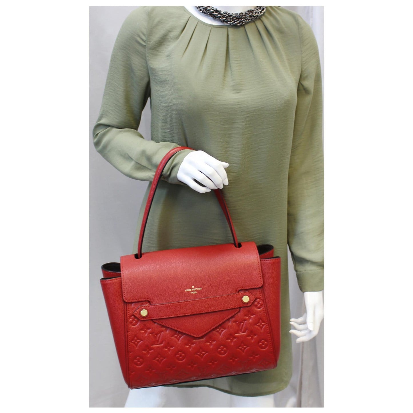 LOUIS VUITTON Trocadero Monogram Empreinte Leather Shoulder Bag Cerise