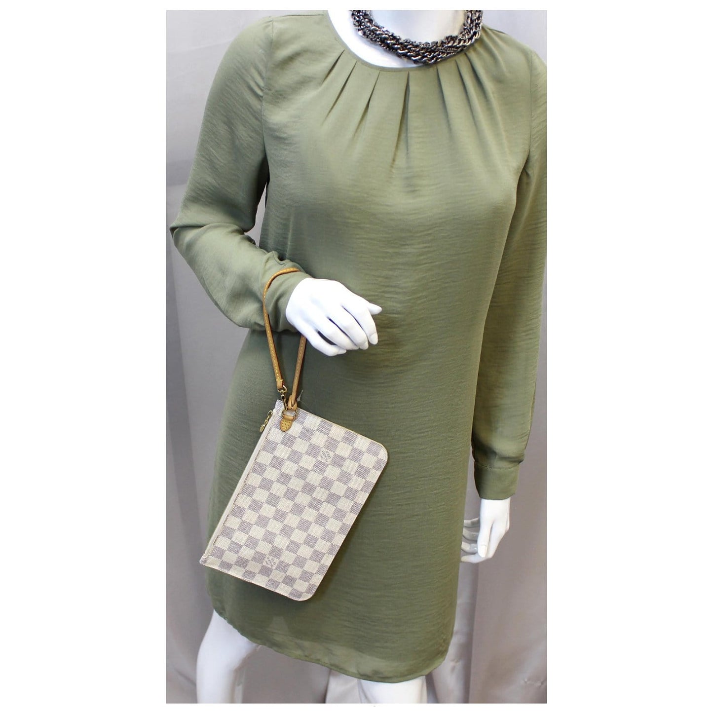 LOUIS VUITTON Pochette Wristlet Pouch Neverfull MM Damier Azur