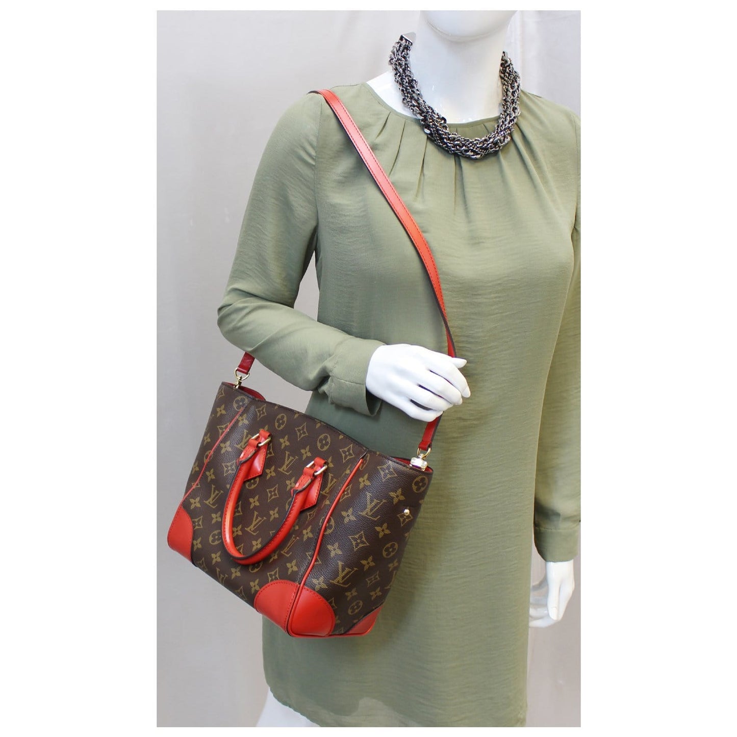 LOUIS VUITTON Phenix Monogram Canvas Shoulder Handbag Coquelicot