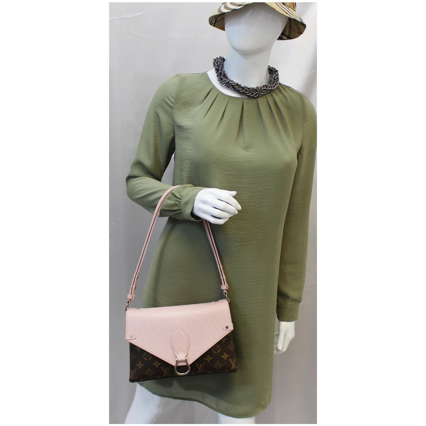 LOUIS VUITTON Saint Michel Monogram Epi Shoulder Bag Rose Ballerine