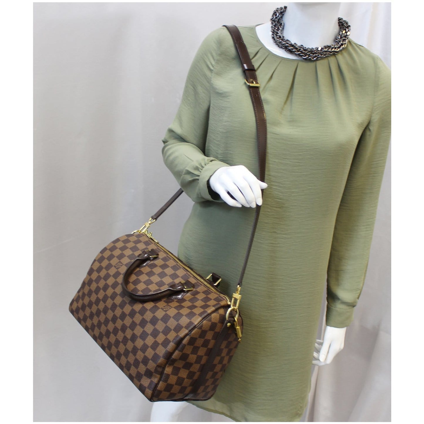 LOUIS VUITTON Speedy 30 Bandouliere Damier Ebene Shoulder Bag Brown