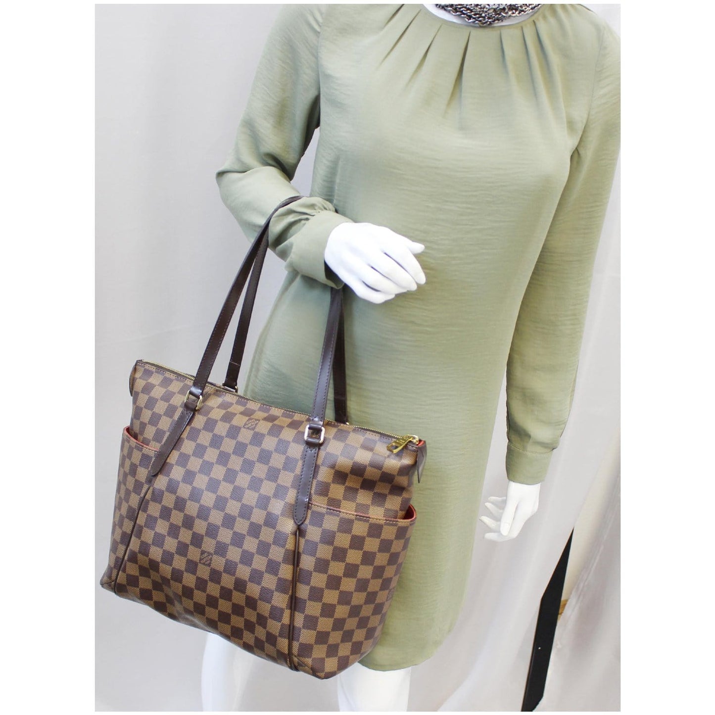 LOUIS VUITTON Totally MM Damier Ebene Shoulder Bag Brown