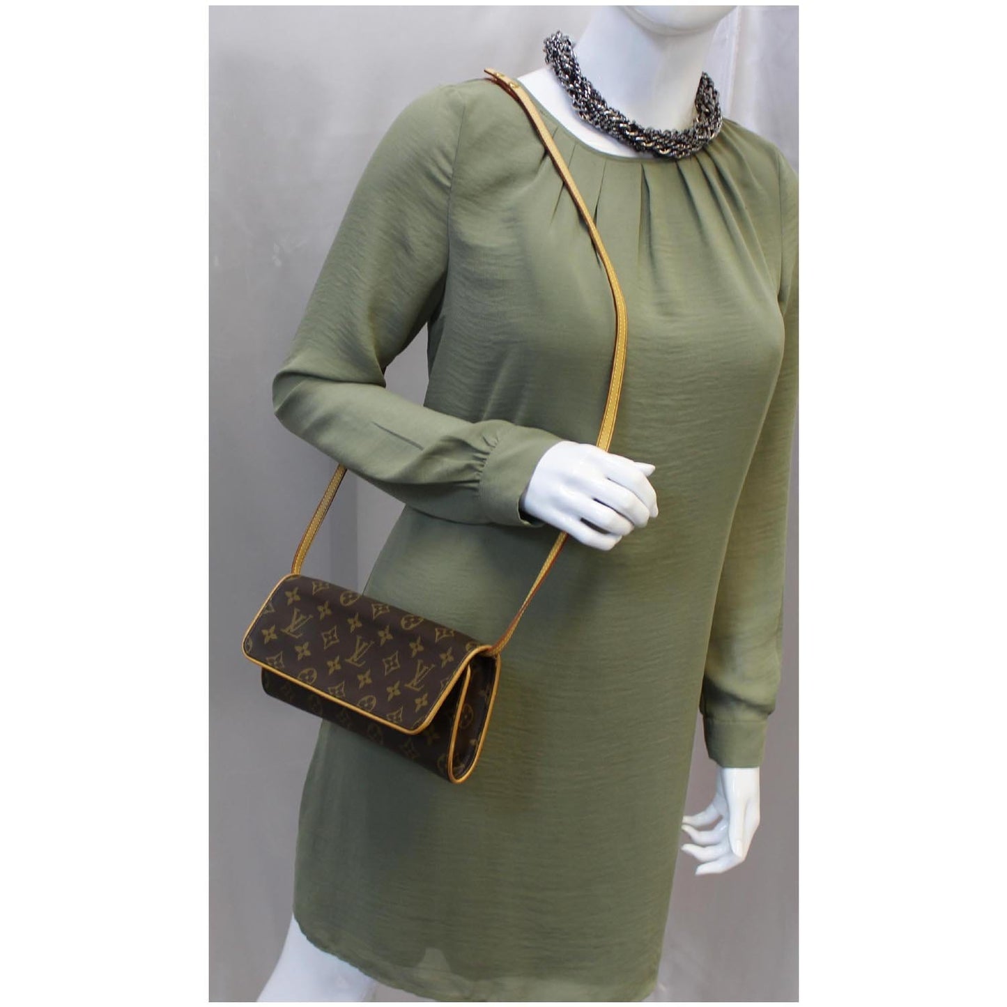LOUIS VUITTON Pochette Twin GM Monogram Canvas Shoulder Bag Brown