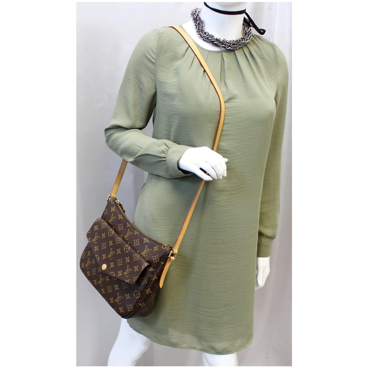 LOUIS VUITTON Mabillon Monogram Canvas Shoulder Crossbody Bag Brown