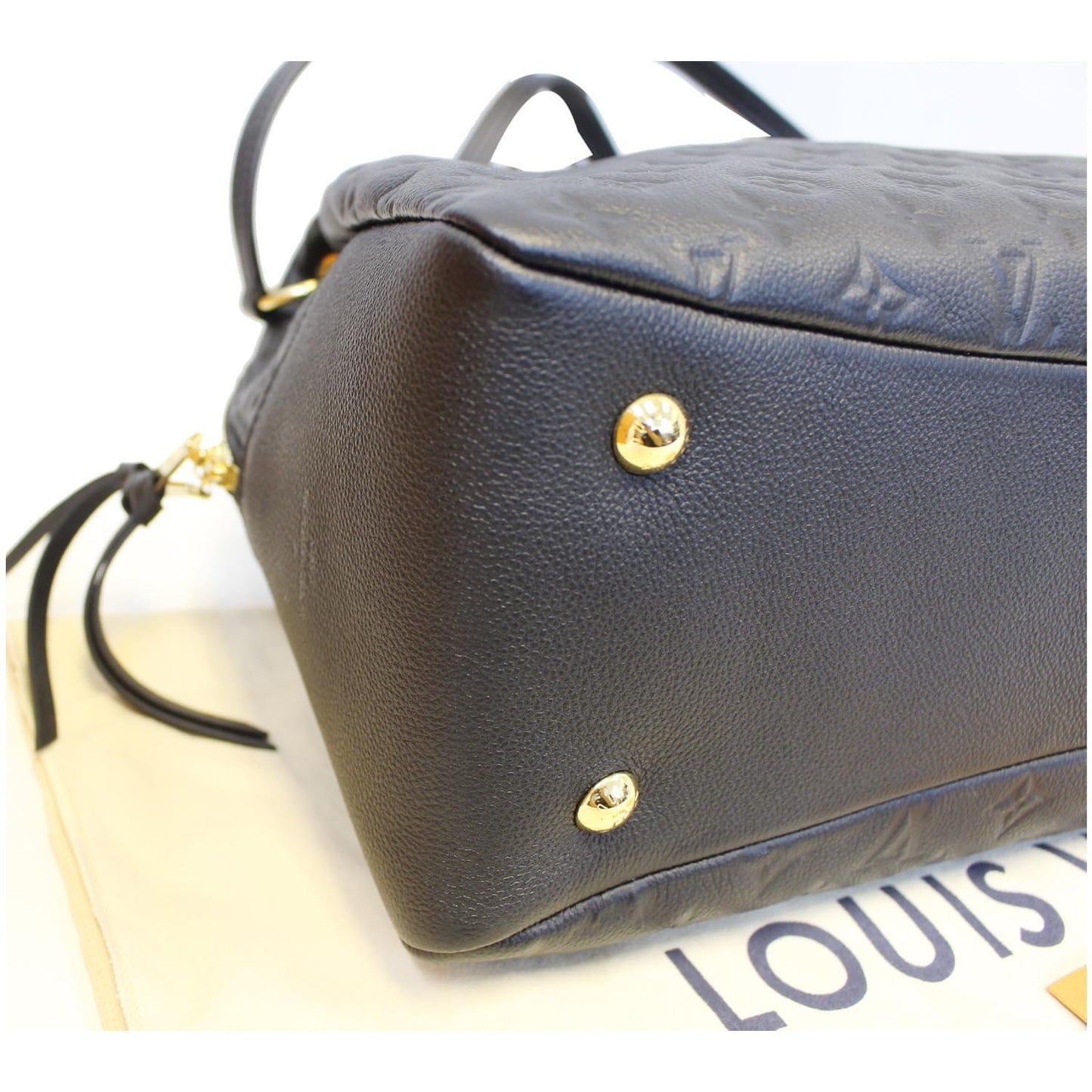 LOUIS VUITTON Ponthieu MM Monogram Empreinte Leather Shoulder Bag Black