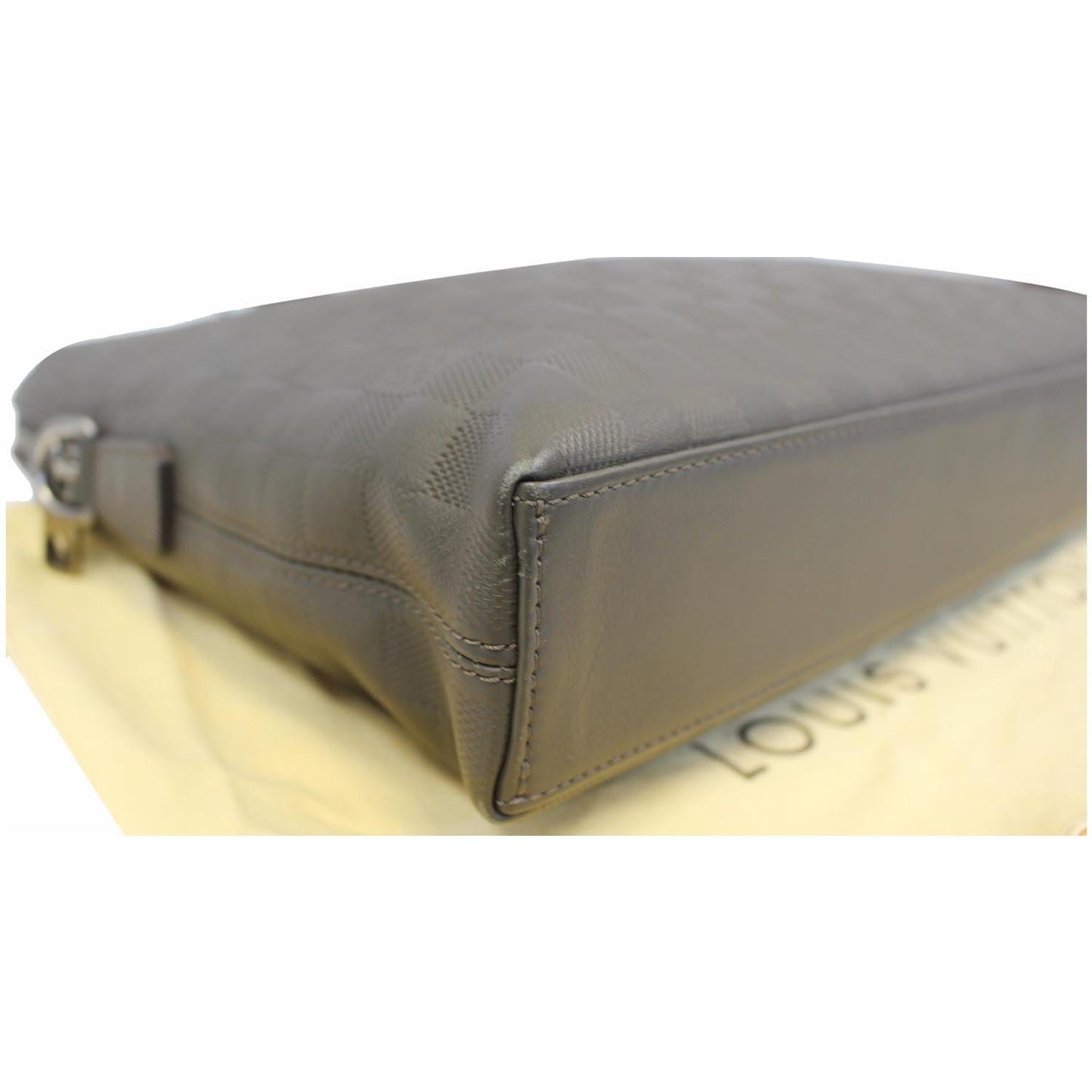 LOUIS VUITTON Porte-Documents Jour Damier Infini Leather Shoulder Bag Grey