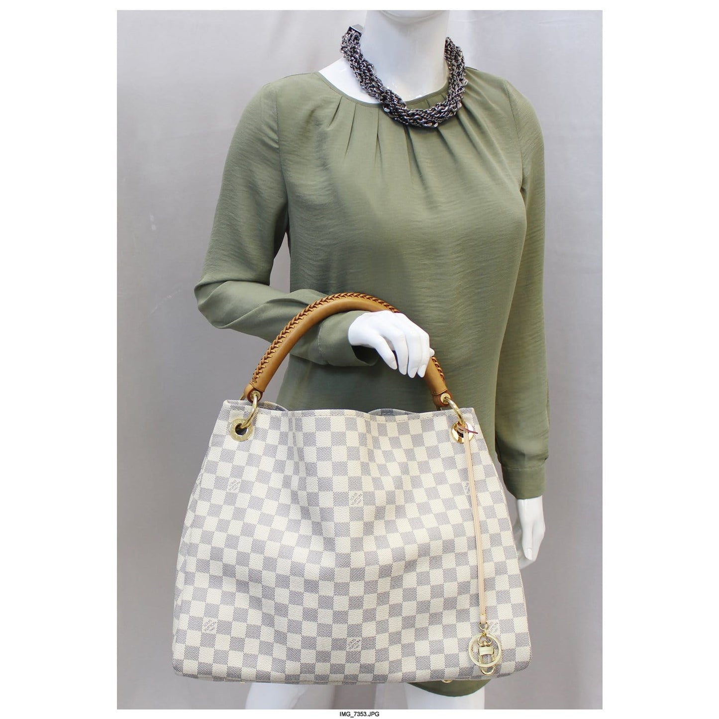 LOUIS VUITTON Artsy MM Damier Azur Shoulder Bag White