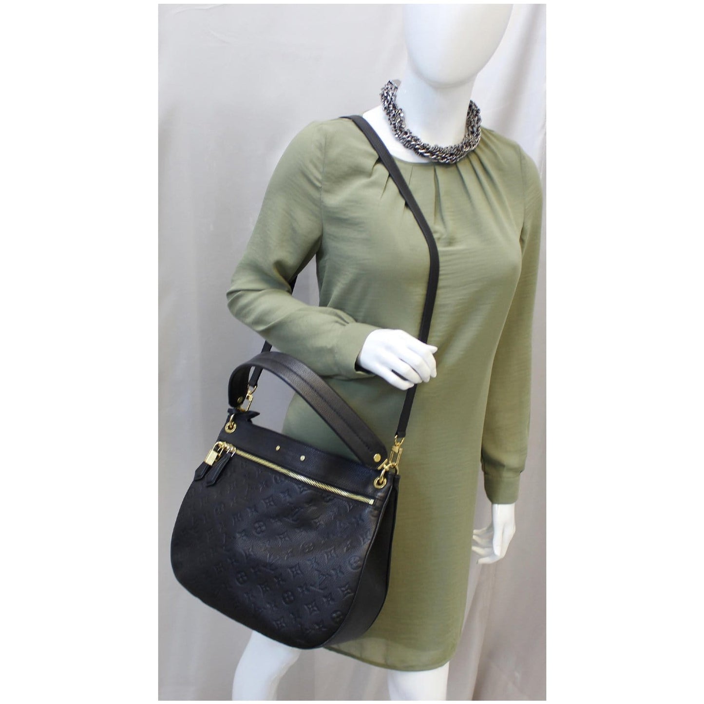 LOUIS VUITTON Spontini Empreinte Leather Shoulder Bag Black