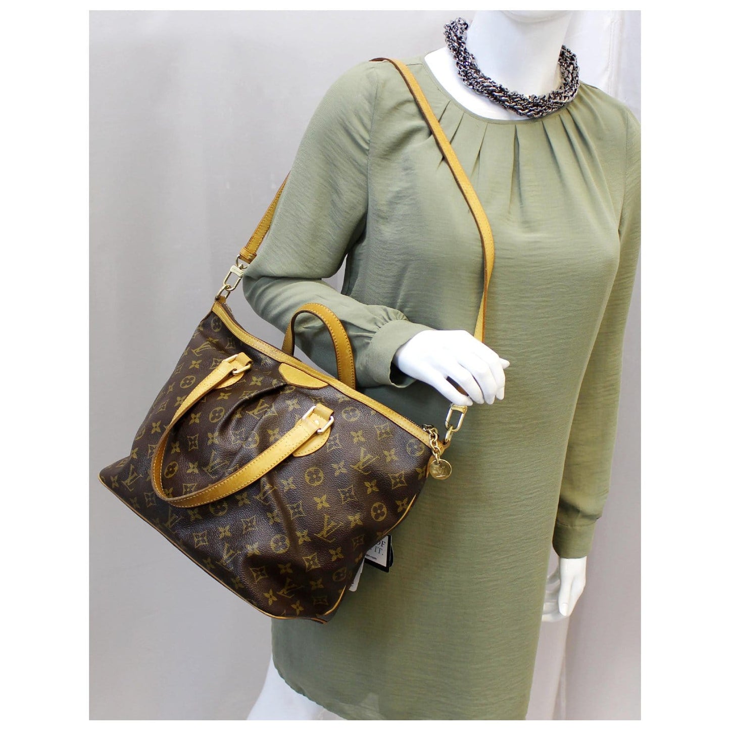LOUIS VUITTON Palermo PM Monogram Canvas Shoulder Bag Brown