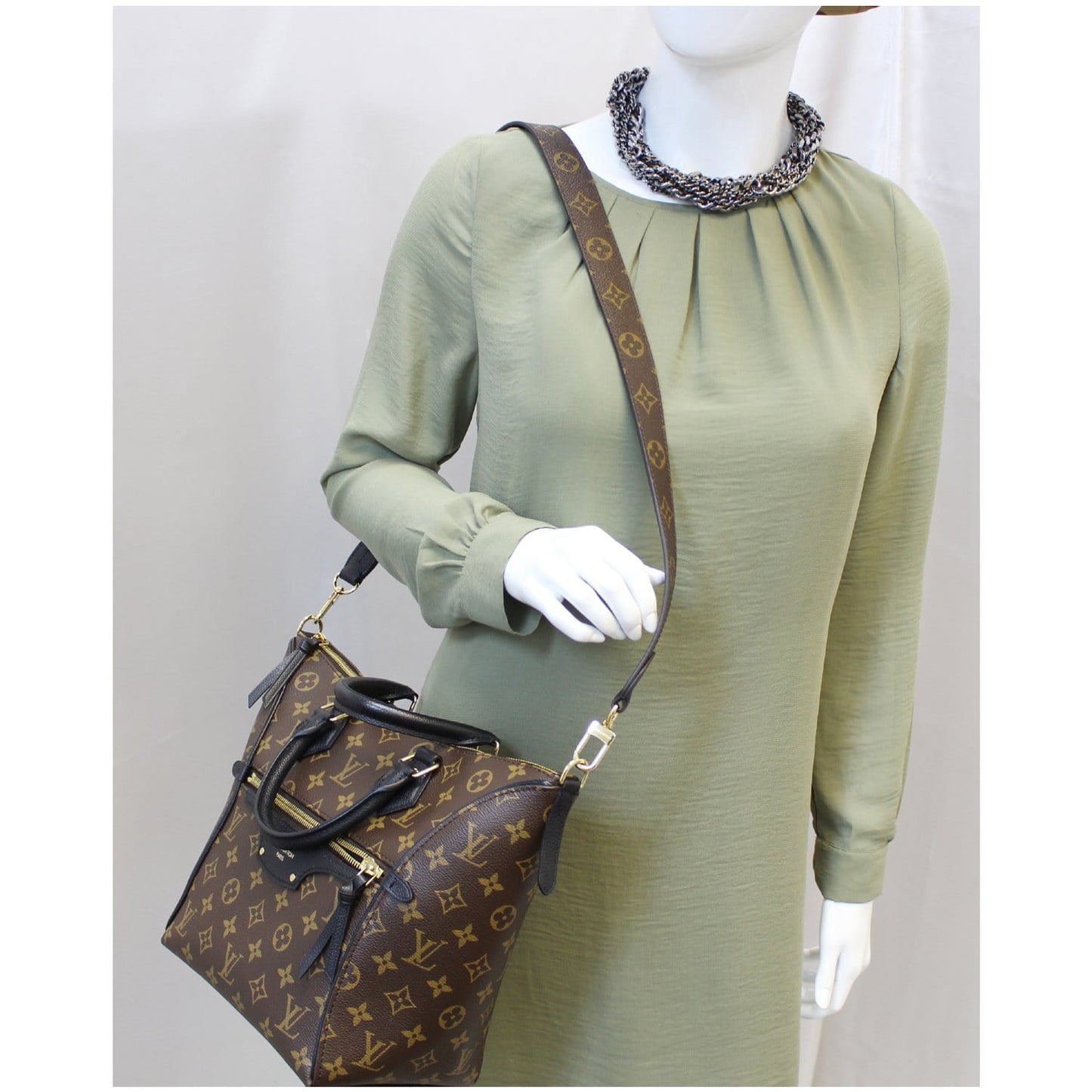 LOUIS VUITTON Tournelle PM Monogram Canvas Shoulder Handbag Black