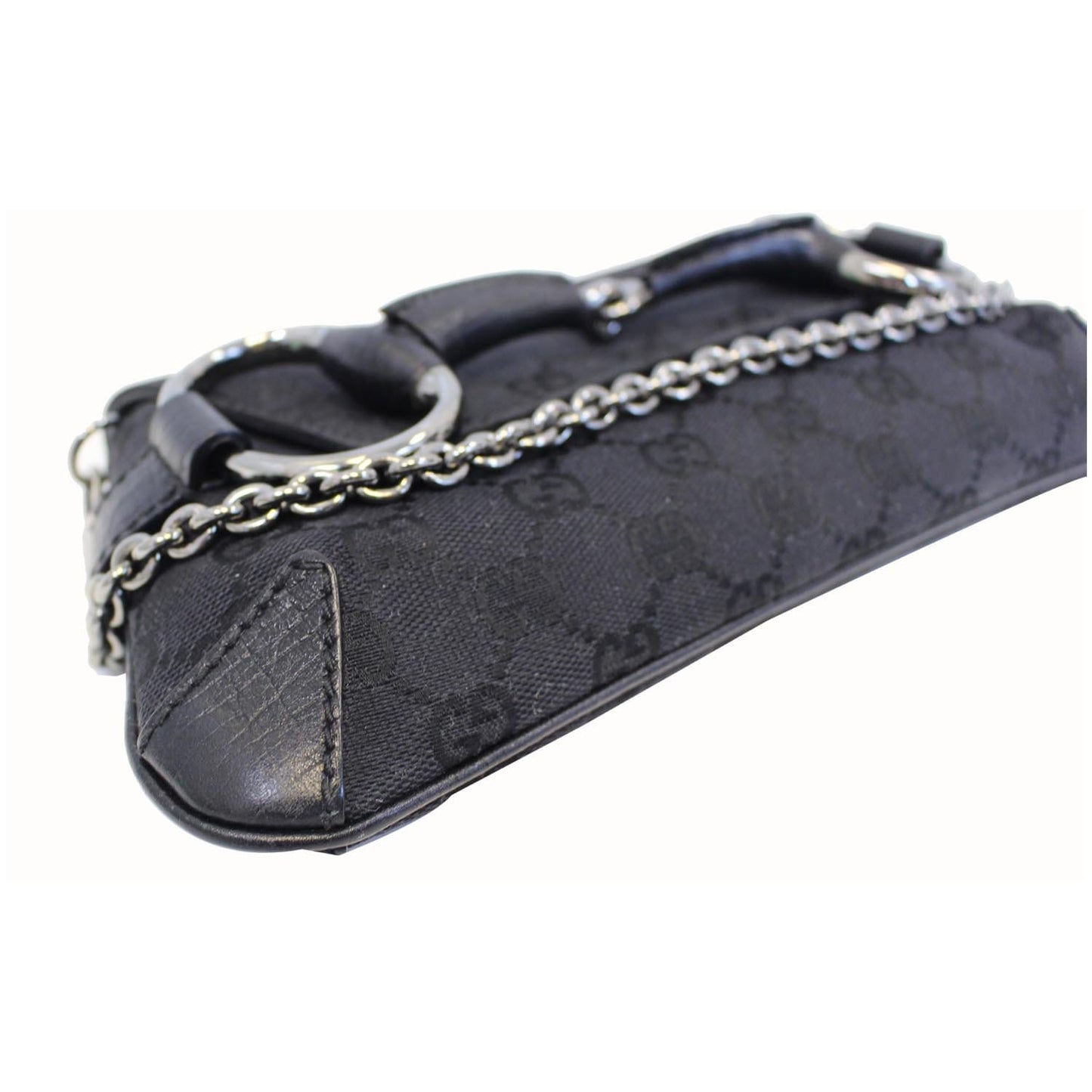 GUCCI Horsebit GG Canvas Clutch Bag Black