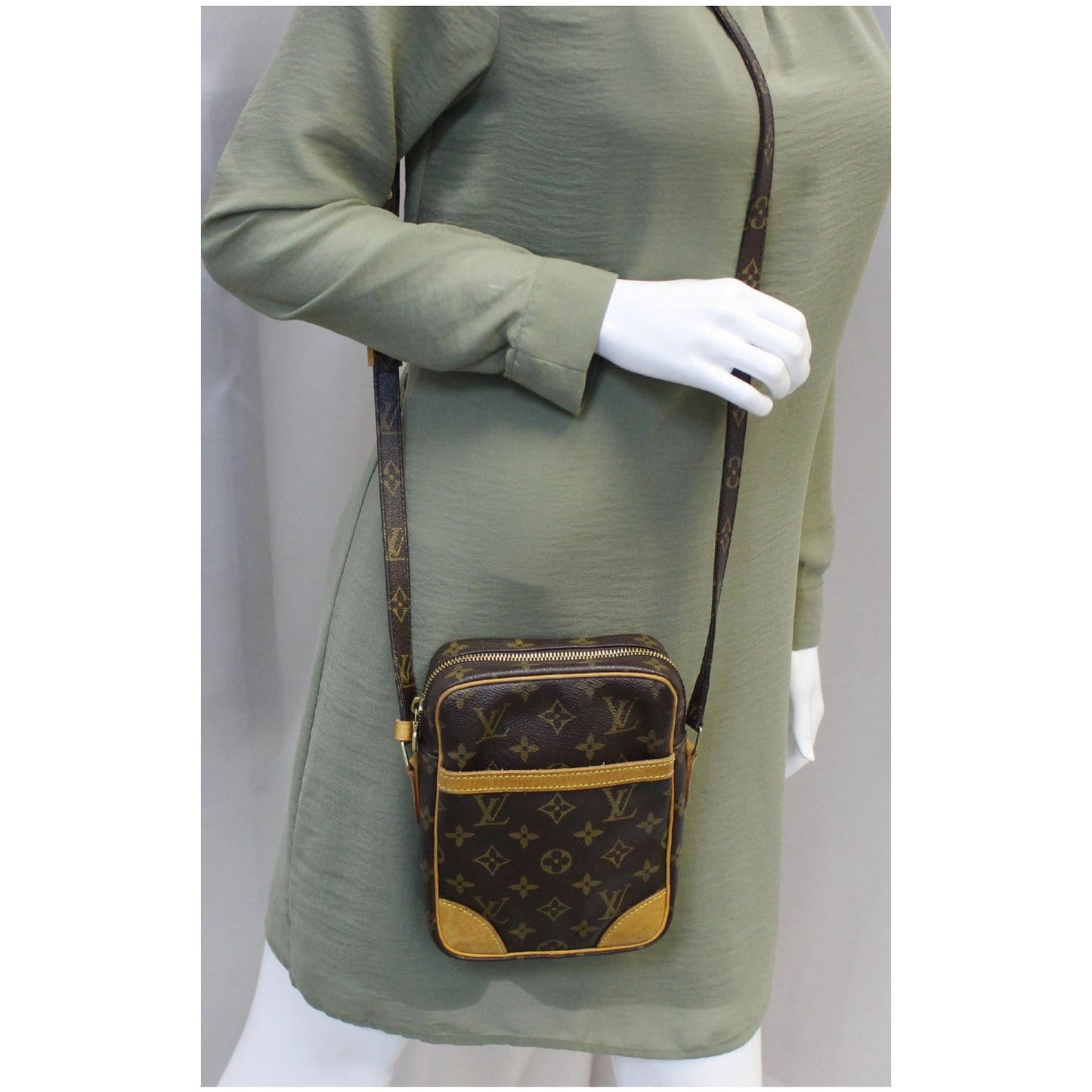 LOUIS VUITTON Danube Monogram Canvas Crossbody Bag Brown