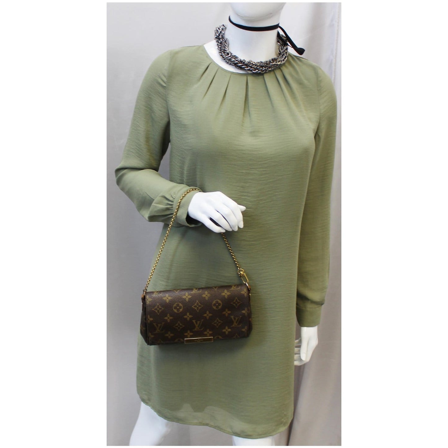 LOUIS VUITTON Favorite PM Monogram Canvas Crossbody Bag Brown