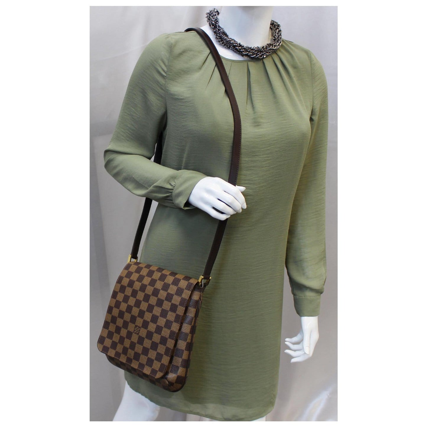 LOUIS VUITTON Musette Salsa Damier Ebene Crossbody Bag Brown