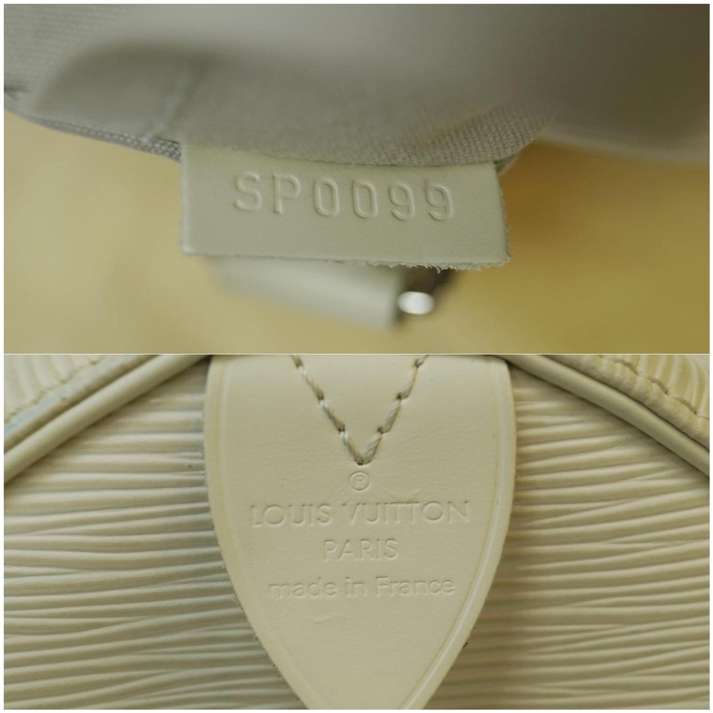 LOUIS VUITTON Speedy 30 Epi Leather Satchel Bag Ivory