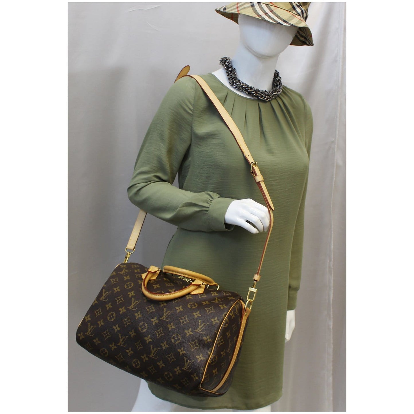 LOUIS VUITTON Speedy 30 Bandouliere Monogram Canvas Shoulder Bag Brown
