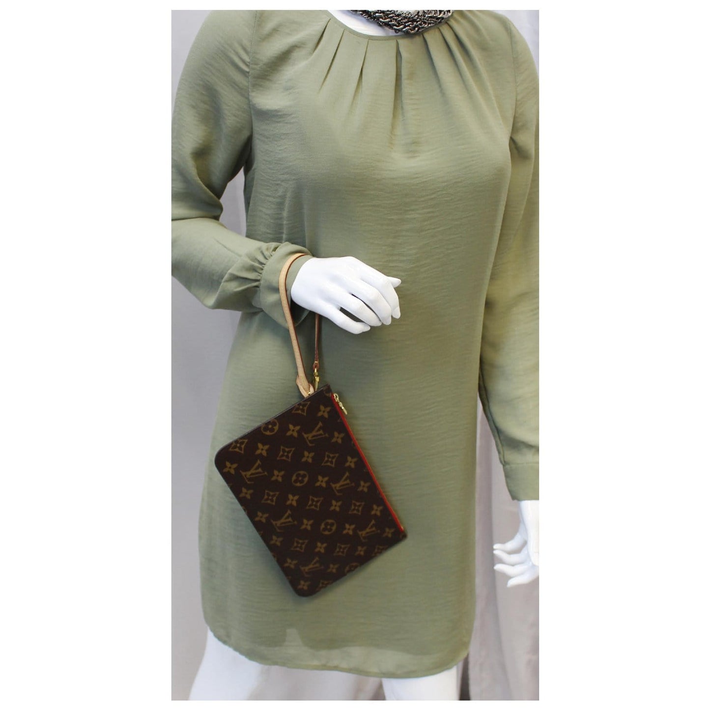 LOUIS VUITTON Pochette Wristlet Pouch Neverfull MM Monogram Canvas