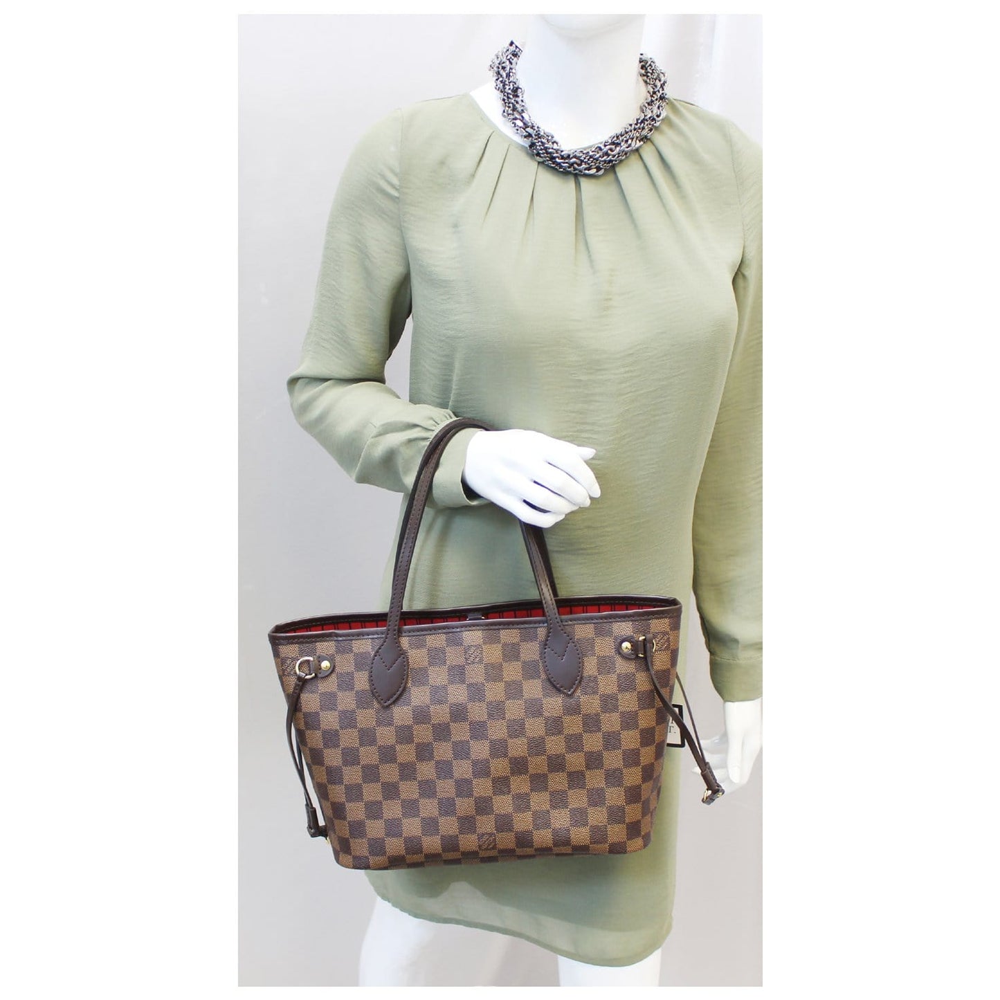 LOUIS VUITTON Neverfull PM Damier Ebene Tote Shoulder Bag