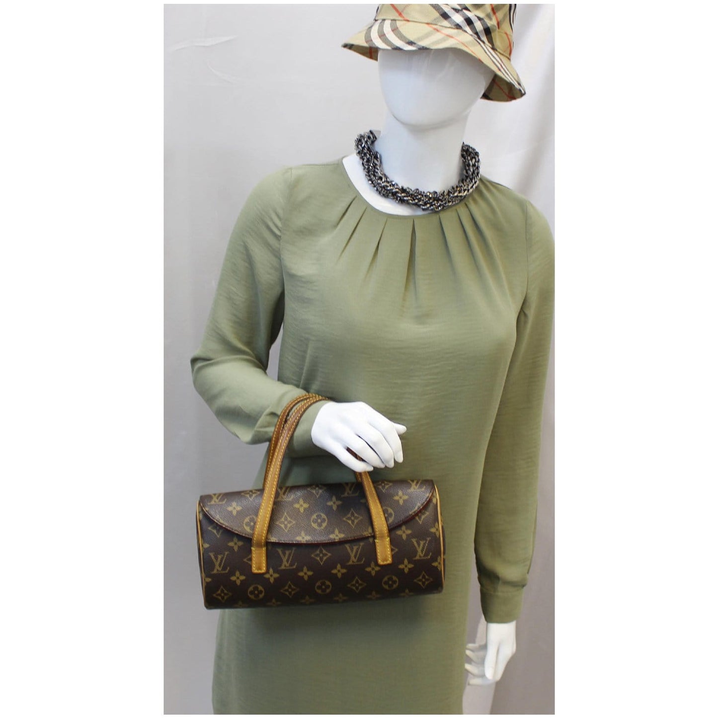 LOUIS VUITTON  Sonatine Monogram Canvas Satchel Bag Brown