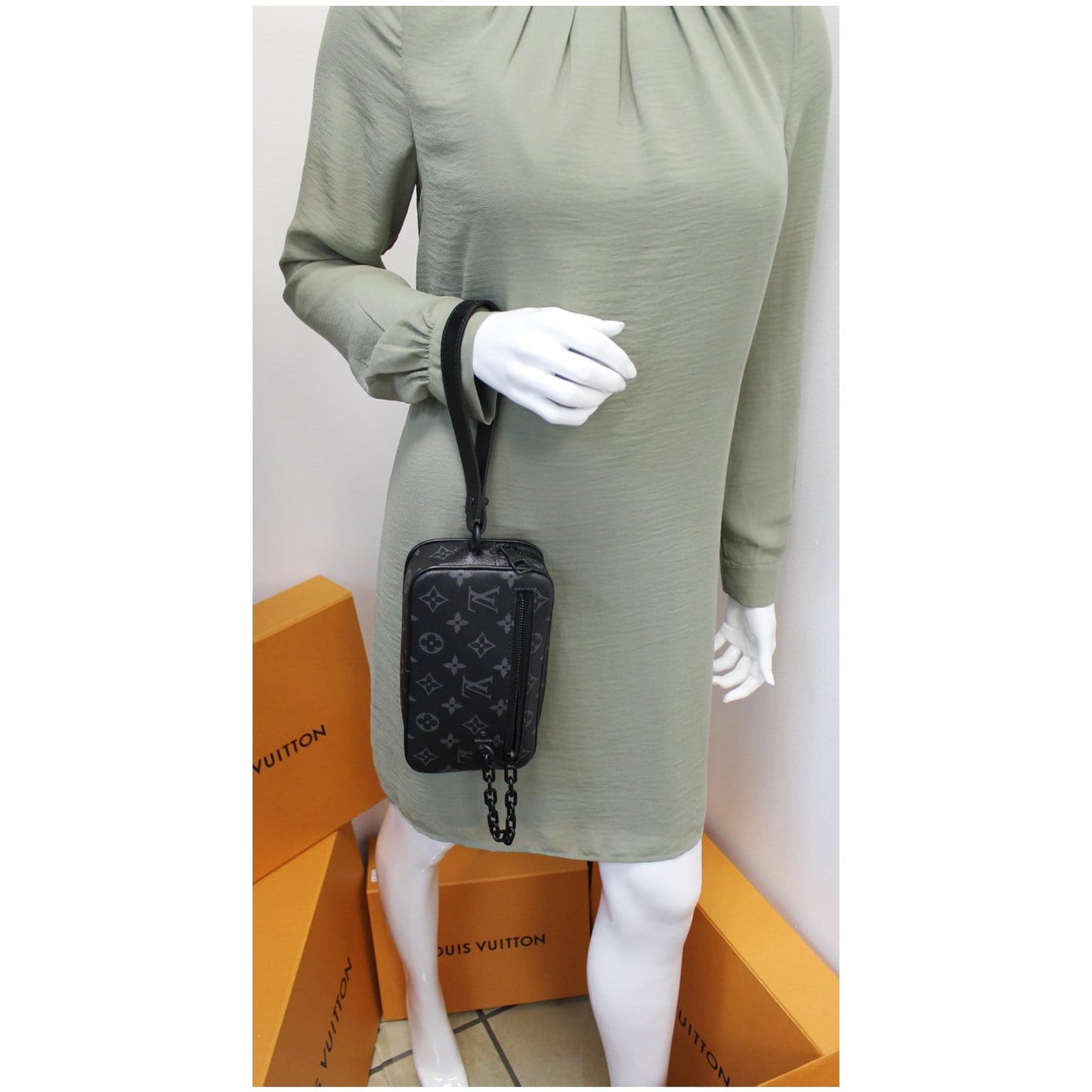 LOUIS VUITTON Pochette Volga Monogram Eclipse Clutch Bag Black - 15% OFF