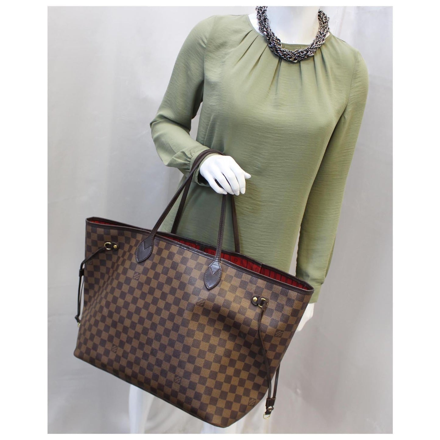 LOUIS VUITTON Neverfull GM Damier Ebene Brown Tote Shoulder Bag