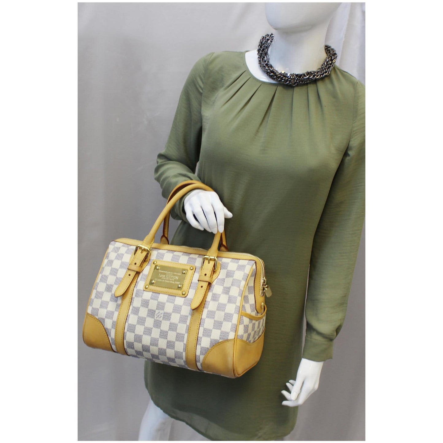 LOUIS VUITTON Berkeley Damier Azur Satchel Handbag White