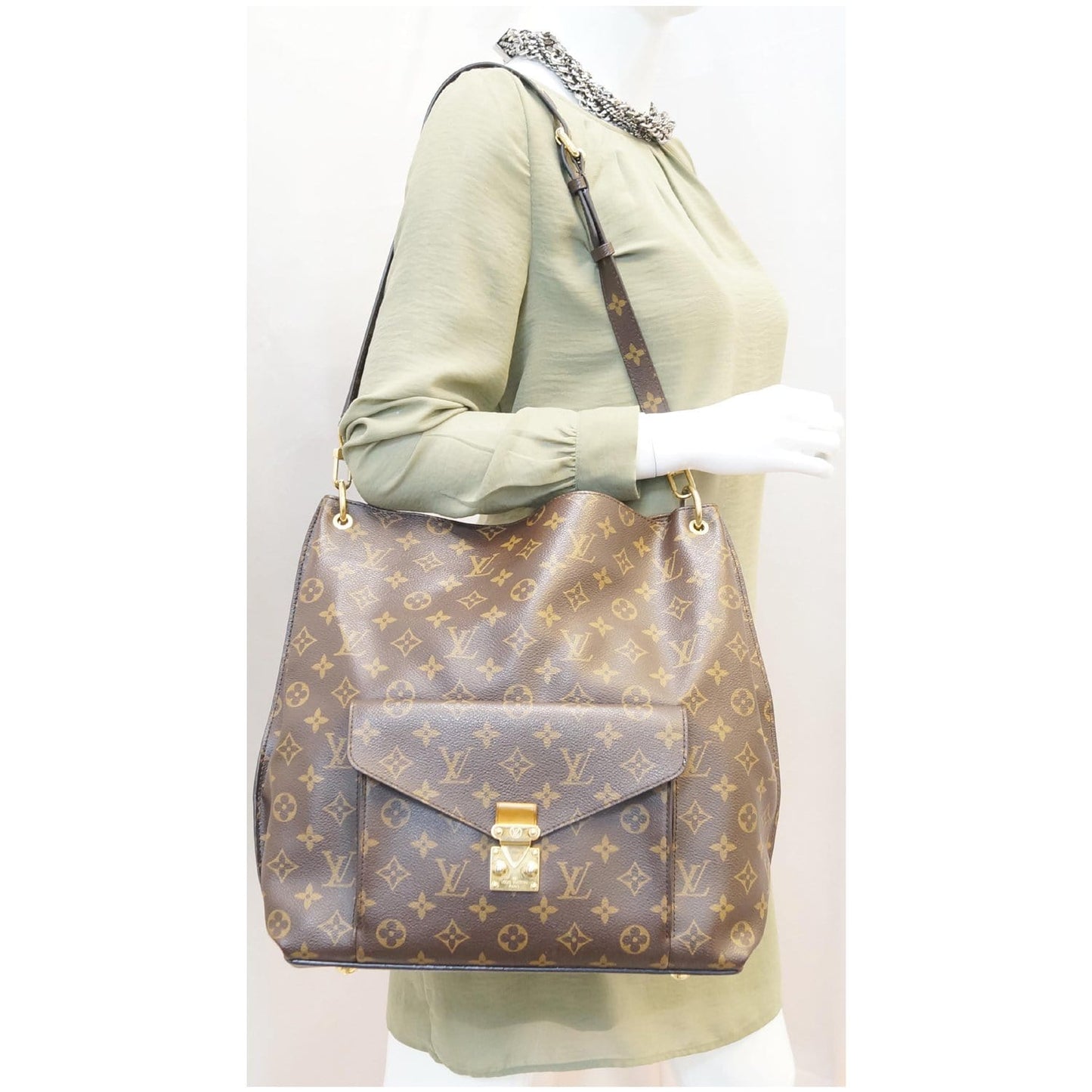 LOUIS VUITTON Metis Hobo Monogram Canvas Shoulder Bag Brown