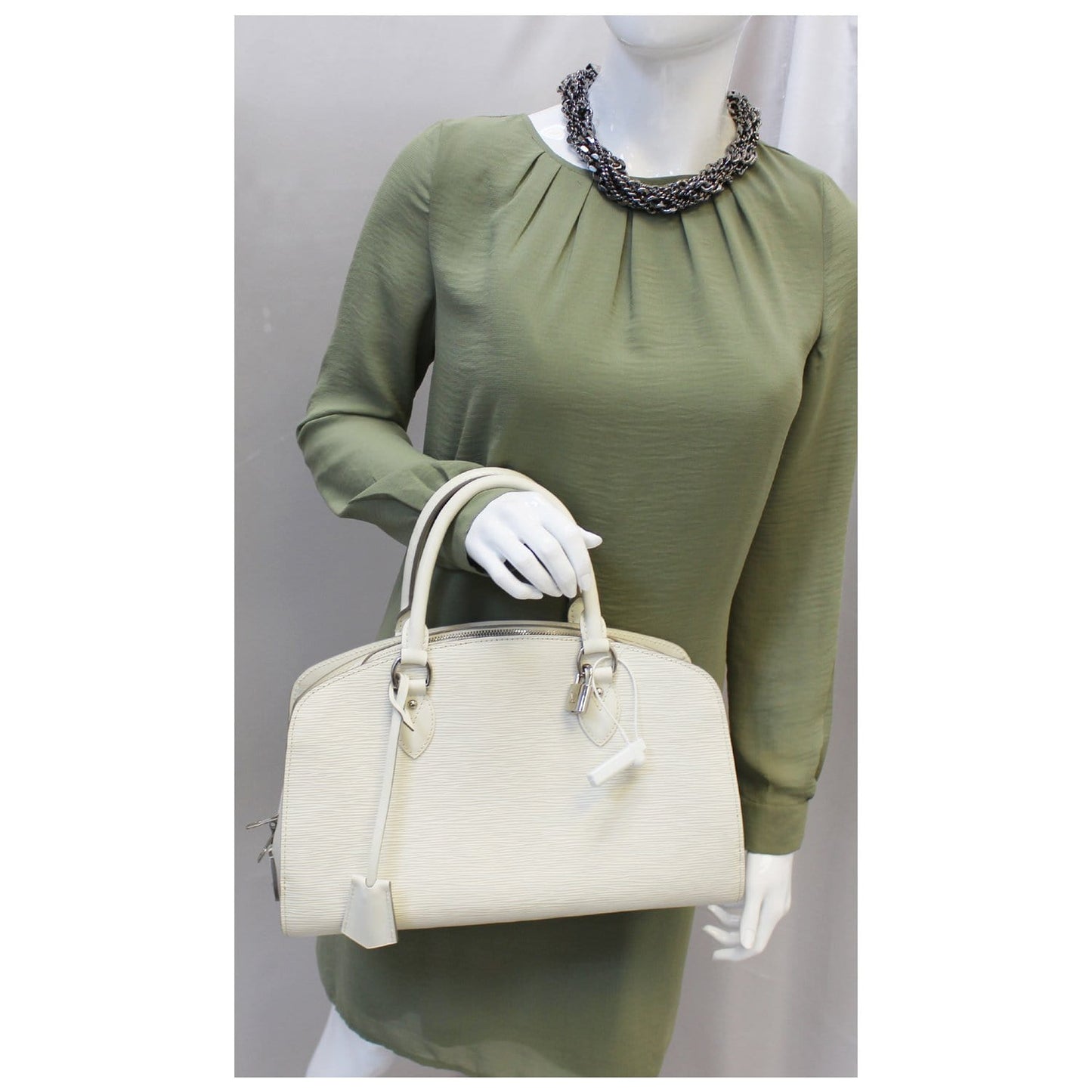 LOUIS VUITTON Pont Neuf PM Epi Leather Satchel Bag Ivory