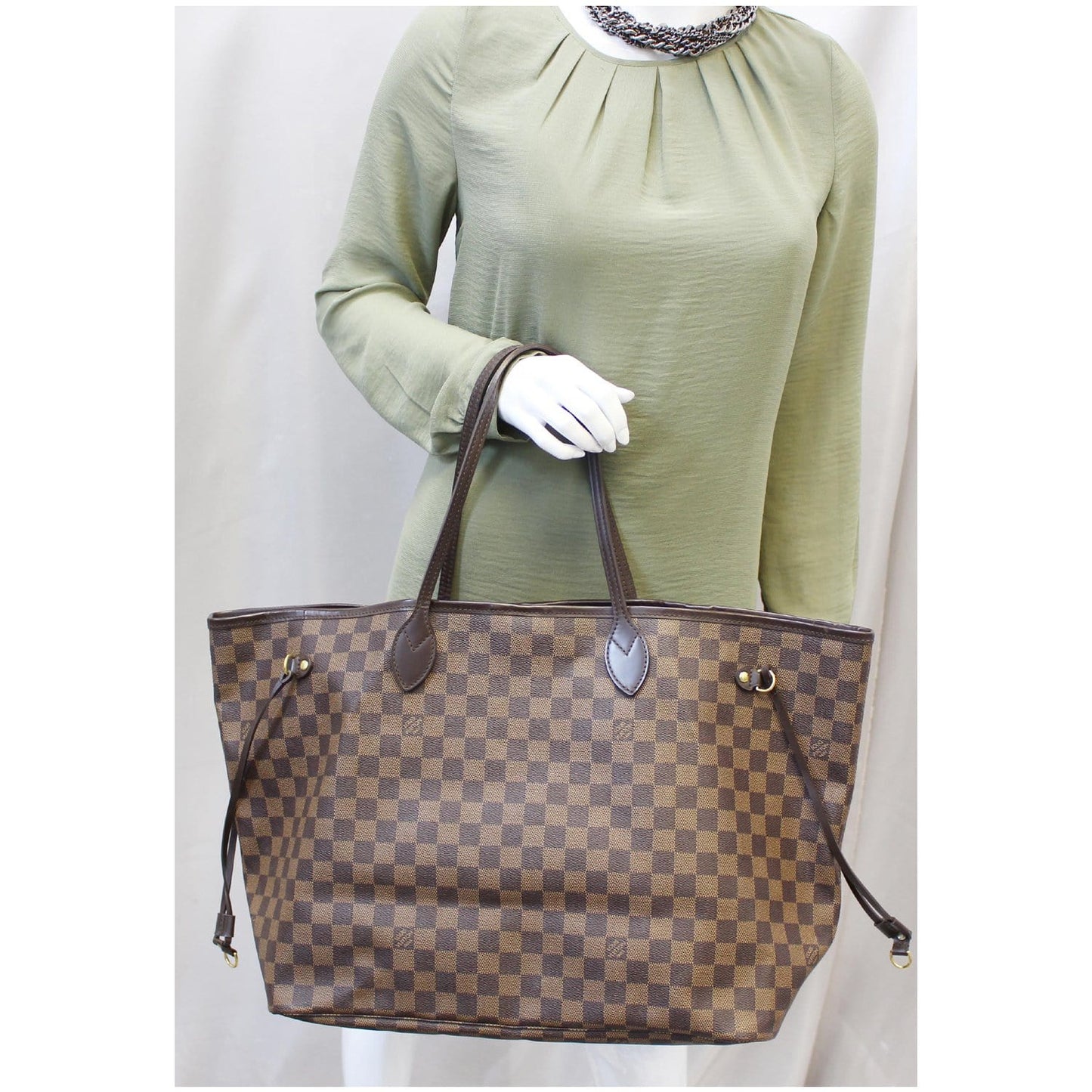 LOUIS VUITTON Neverfull GM Damier Ebene Tote Shoulder Bag Brown