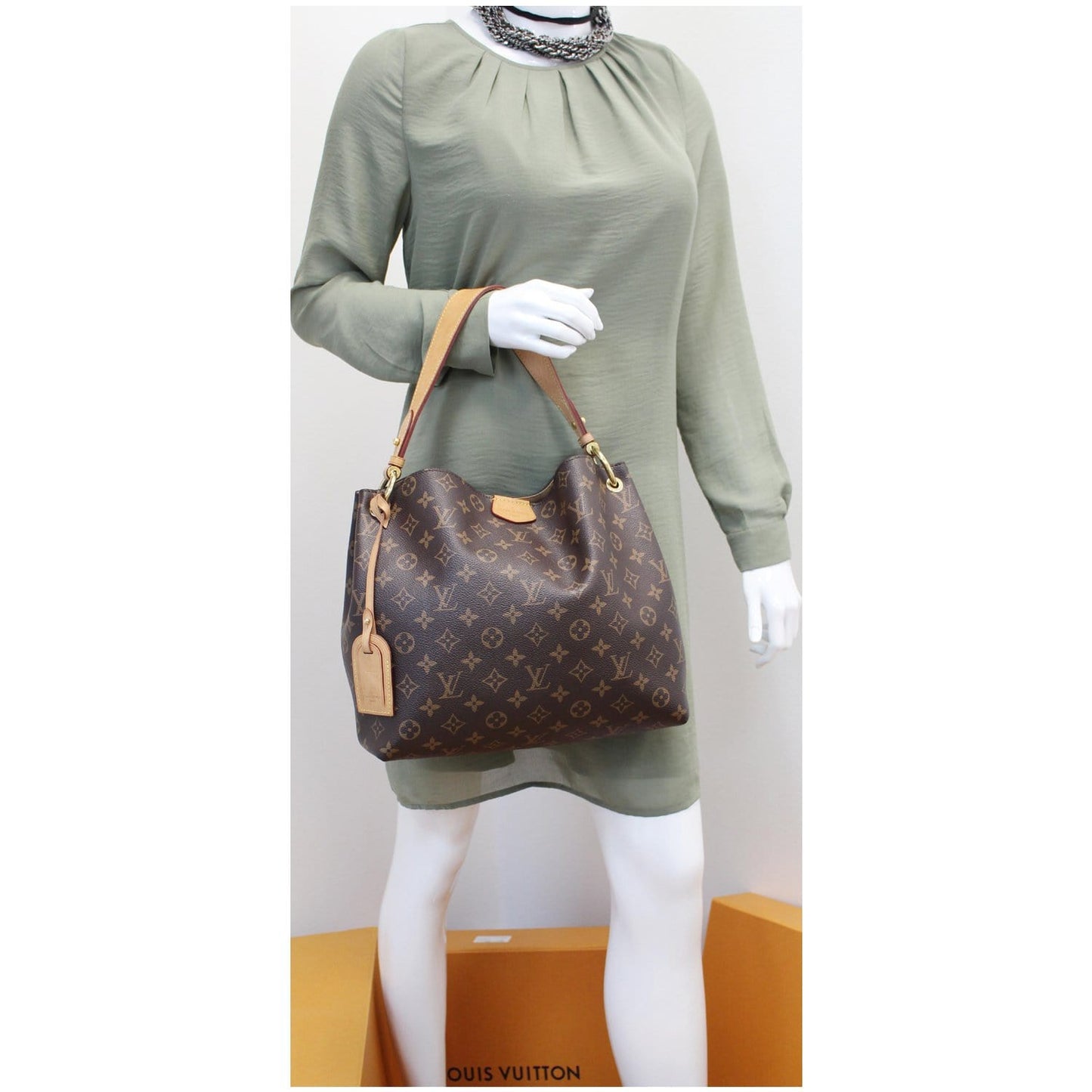 LOUIS VUITTON Graceful MM Monogram Canvas Shoulder Bag Brown