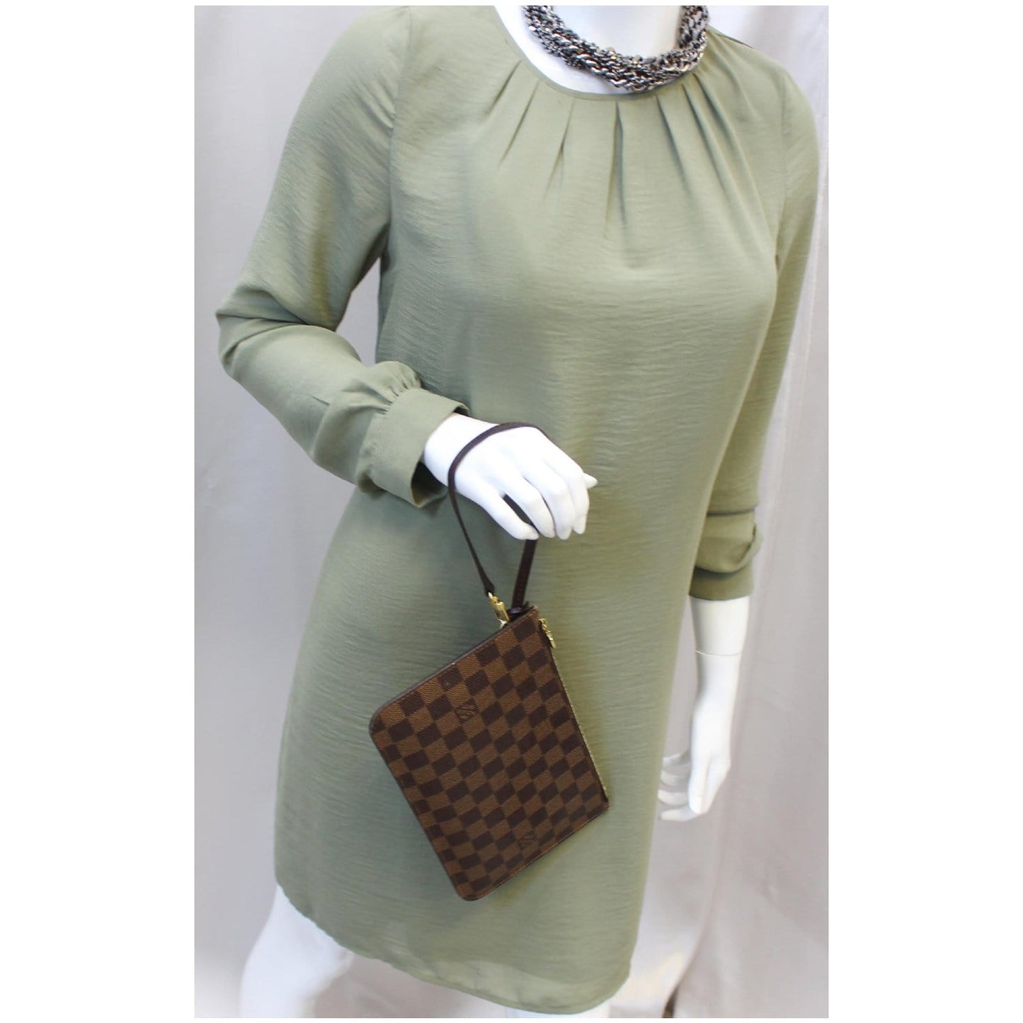 LOUIS VUITTON Pochette Wristlet Pouch Damier Ebene Neverfull MM/GM Brown