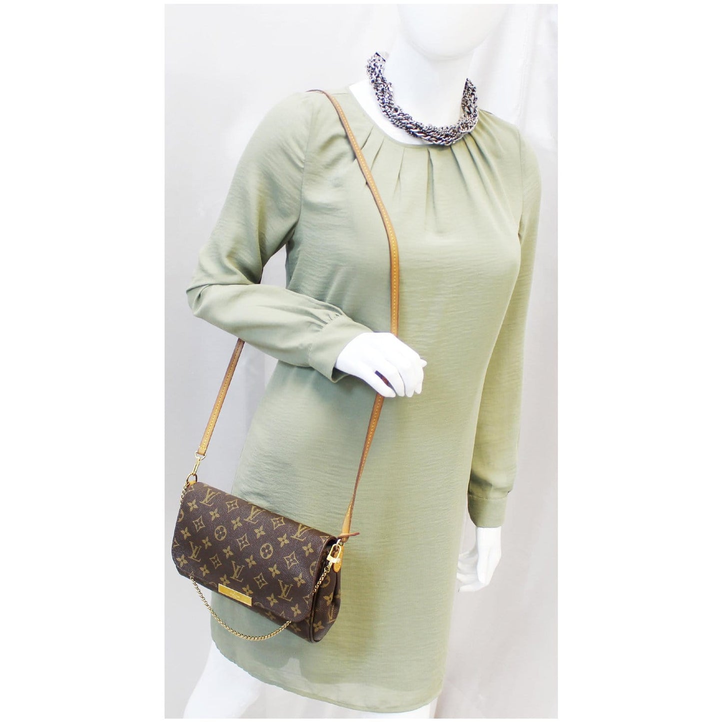 LOUIS VUITTON Favorite PM Monogram Canvas Crossbody Bag Brown