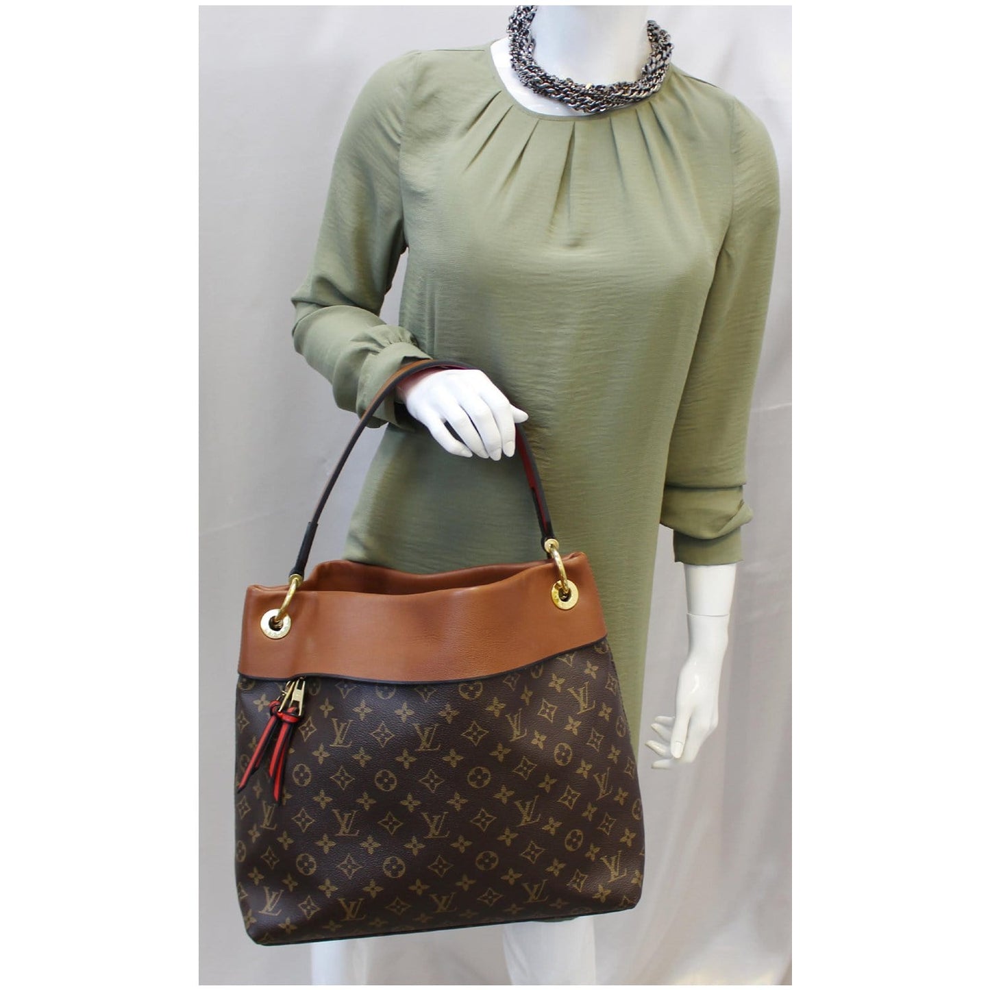 LOUIS VUITTON Tuileries Monogram Canvas Hobo Bag Caramel