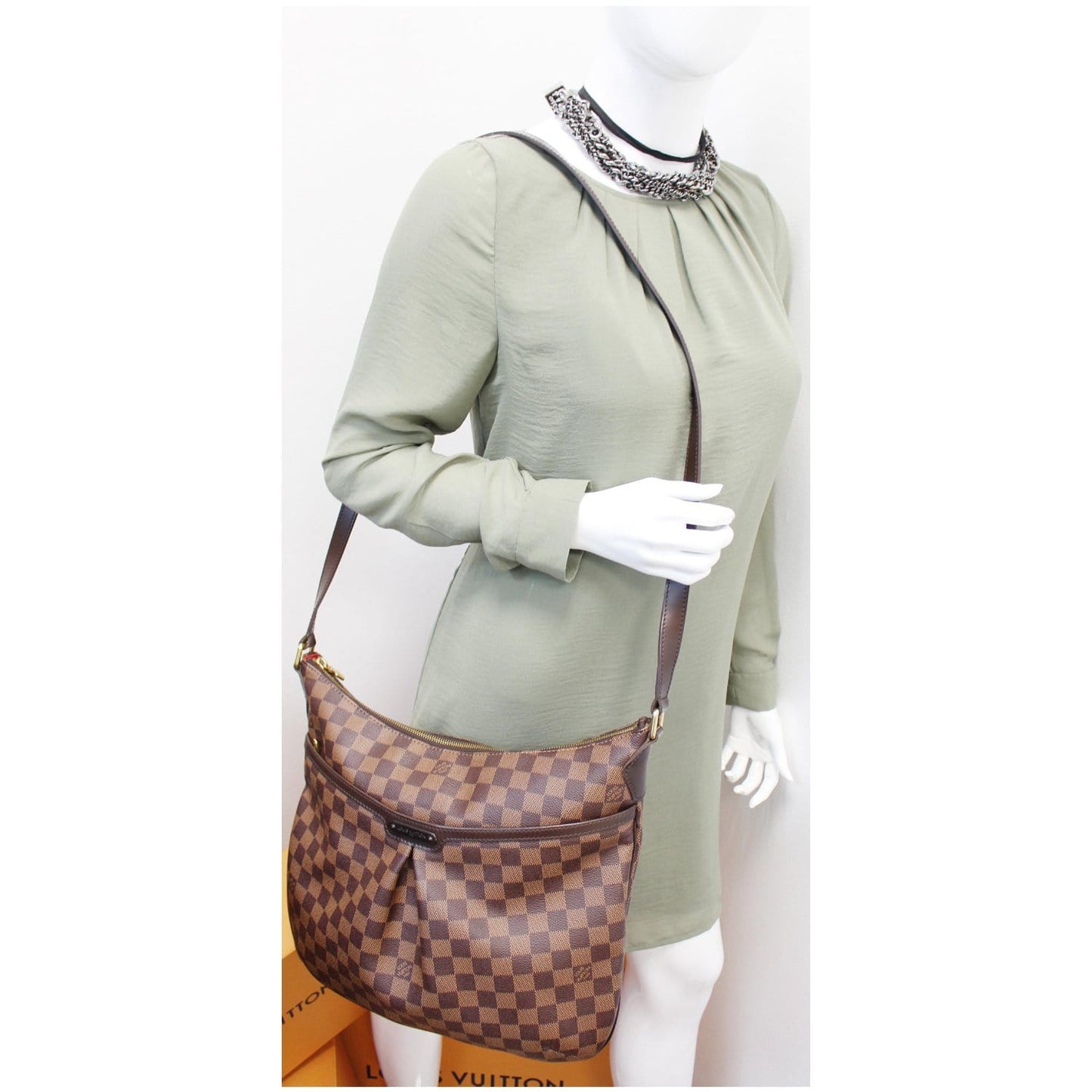 LOUIS VUITTON Bloomsbury GM Damier Ebene Shoulder Crossbody Bag Brown