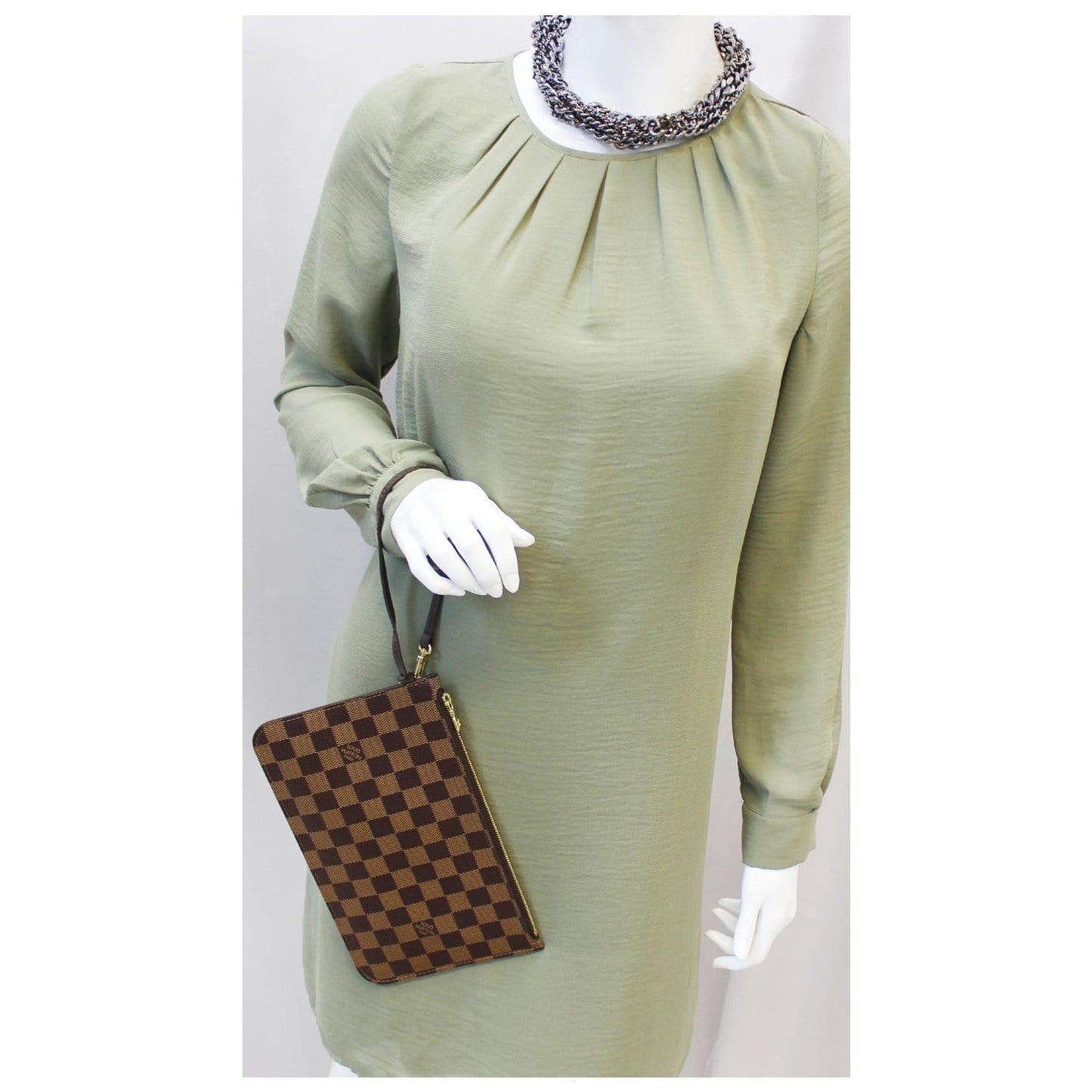 LOUIS VUITTON Pochette Wristlet Pouch Damier Ebene Neverfull MM