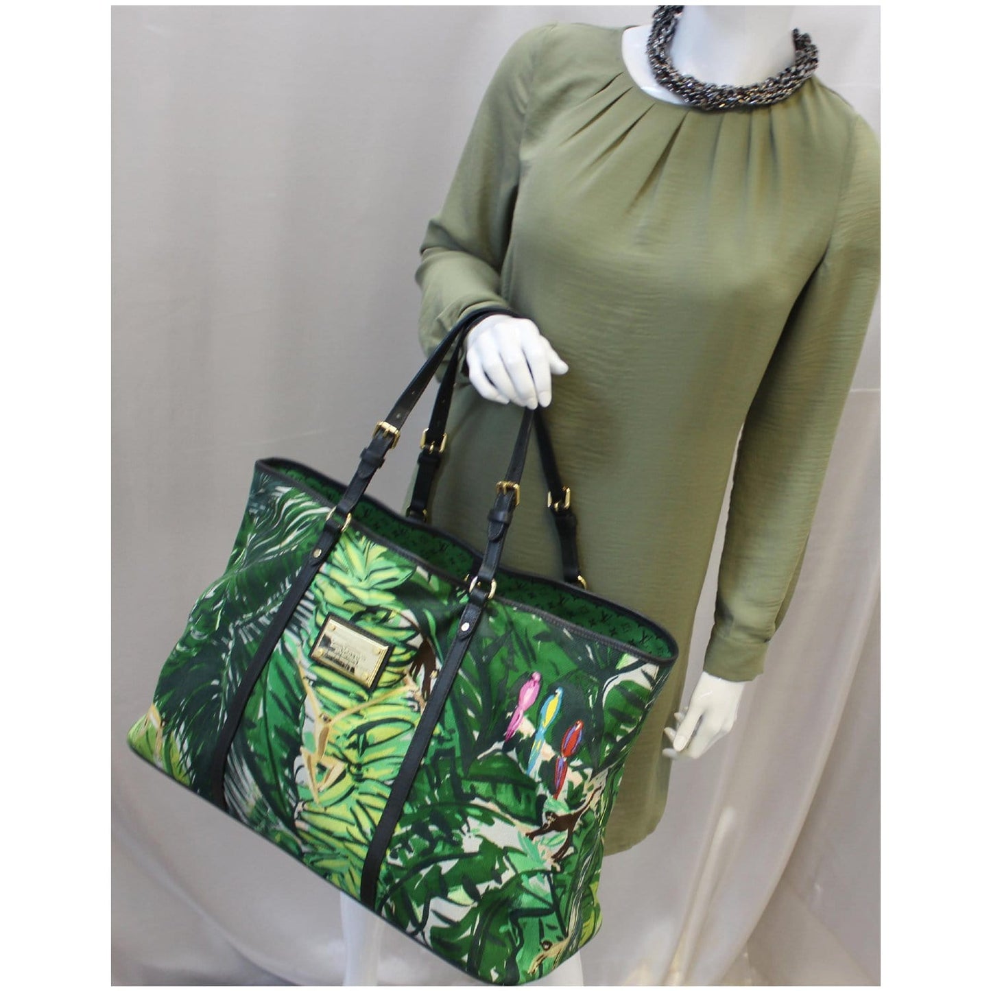 LOUIS VUITTON Ailleurs Cabas GM Printed Canvas Shoulder Bag Green