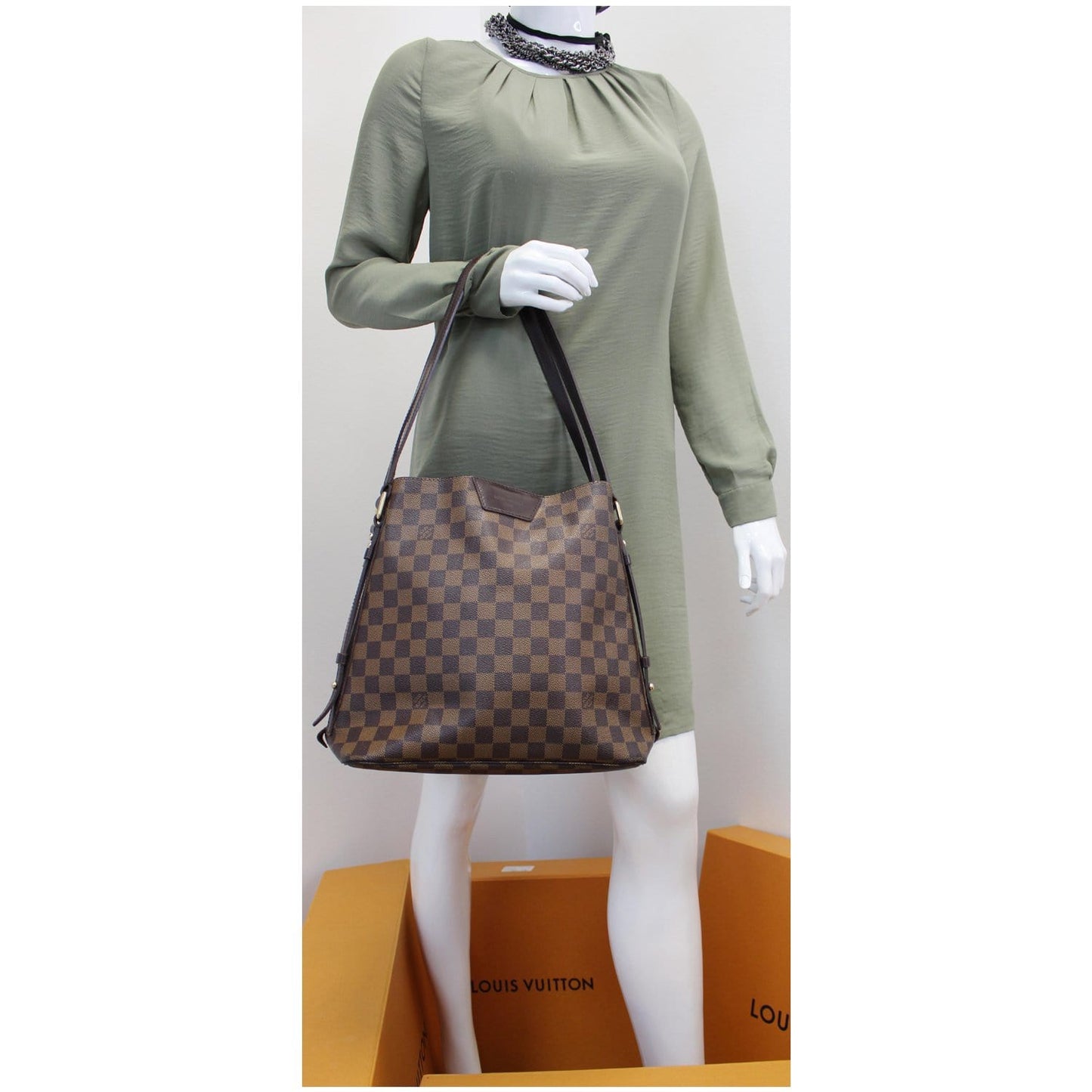 LOUIS VUITTON Cabas Rivington Damier Ebene Shoulder Bag Brown