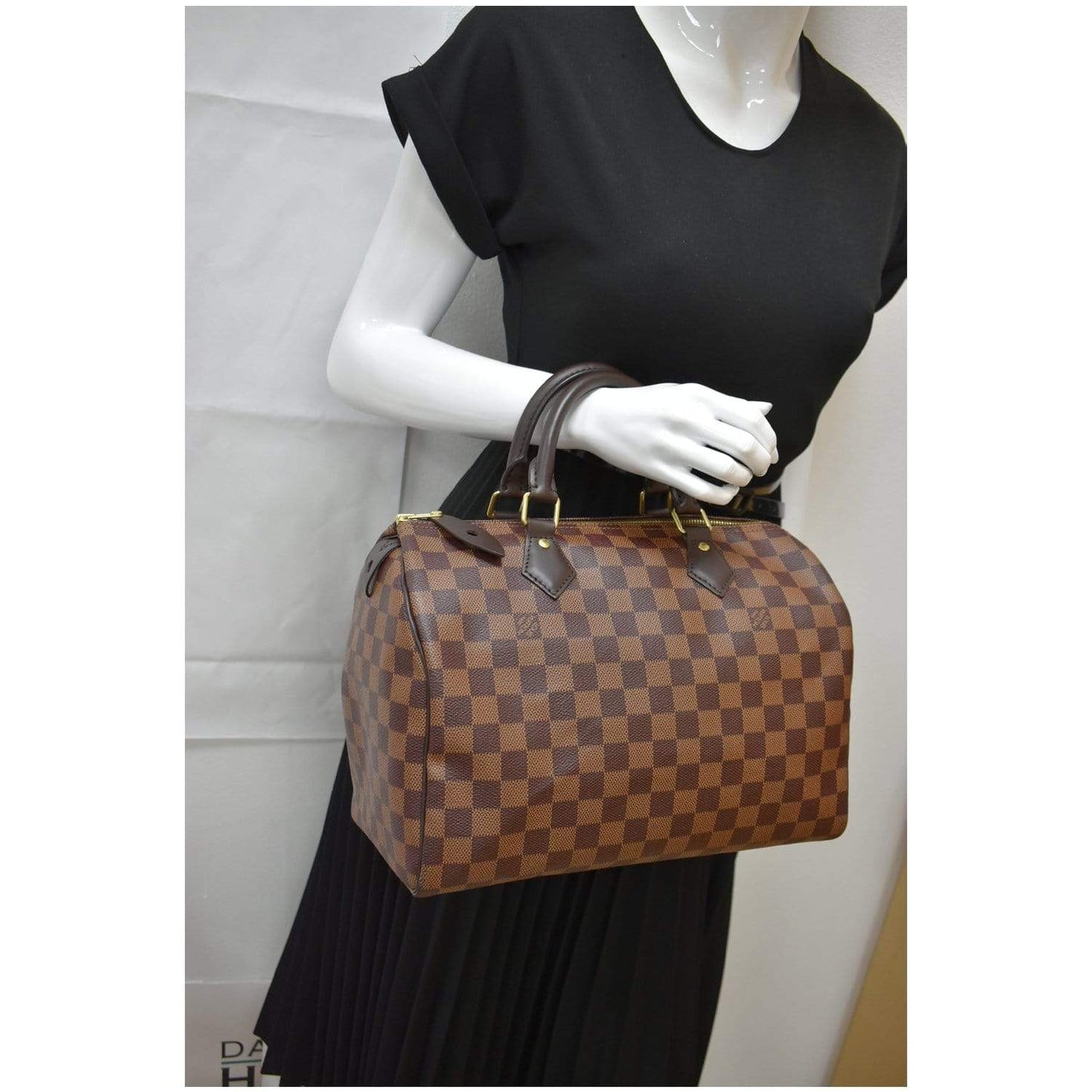 LOUIS VUITTON Speedy 30 Damier Ebene Shoulder Bag Brown