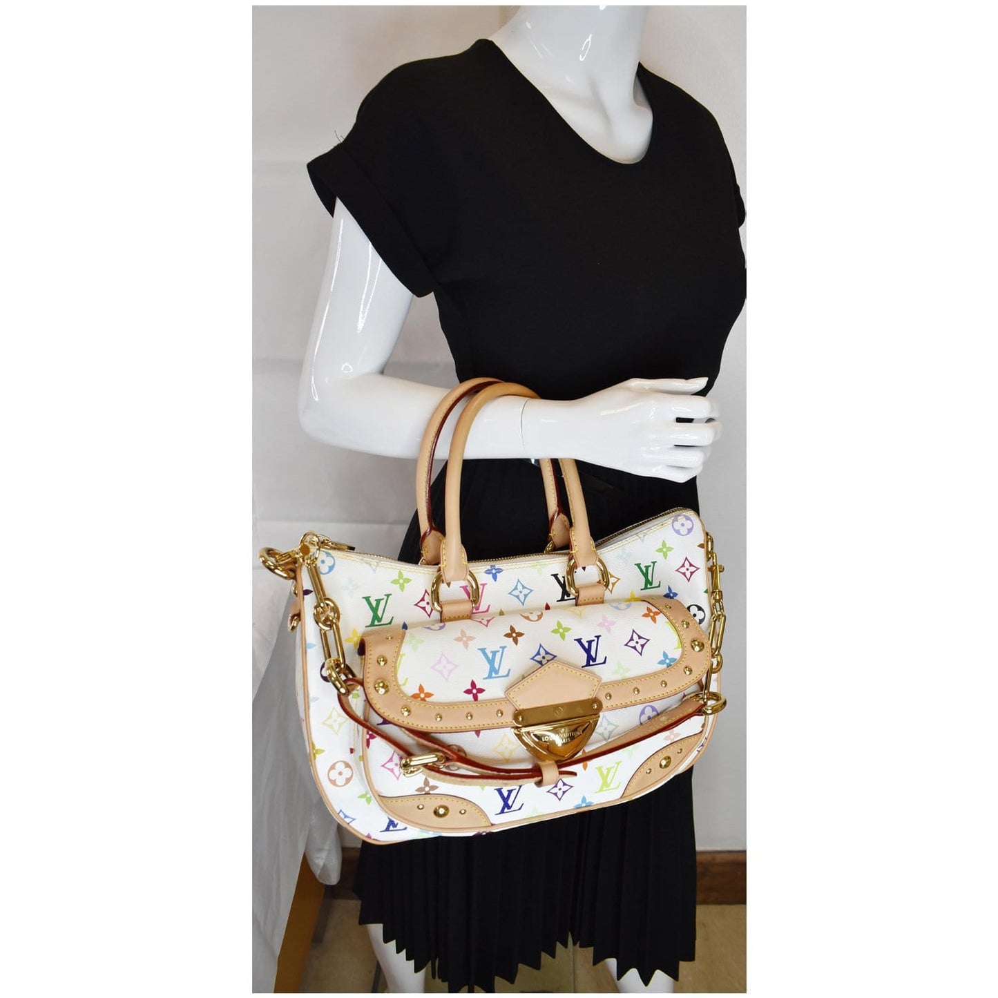 LOUIS VUITTON Rita Multicolor Monogram Shoulder Bag White