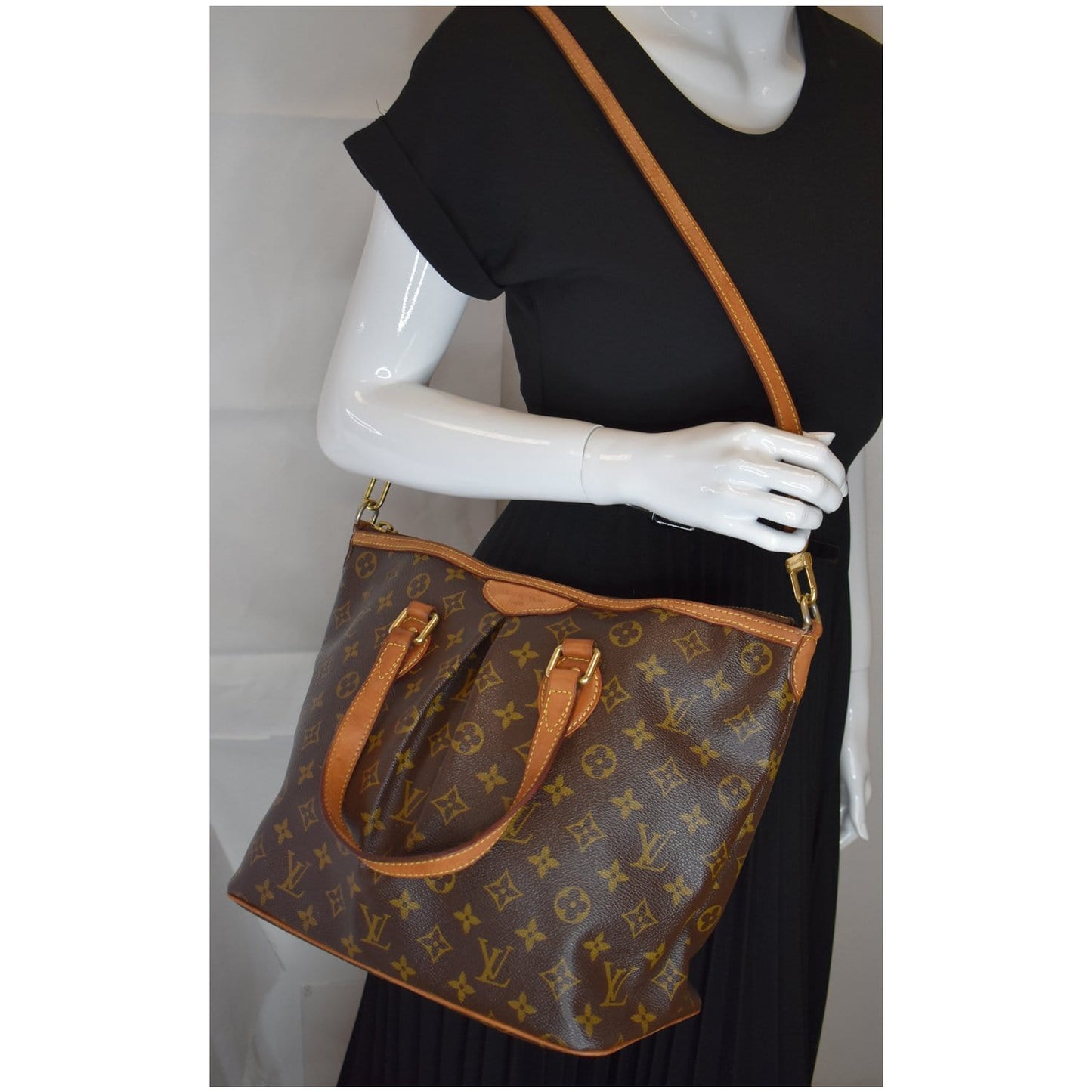 LOUIS VUITTON Palermo PM Monogram Canvas Shoulder Bag Brown