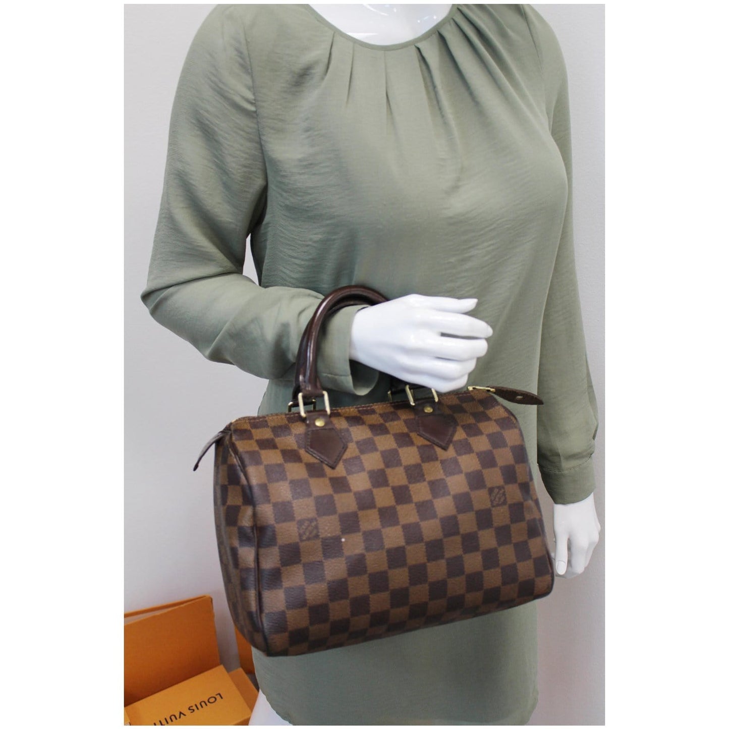 LOUIS VUITTON Speedy 25 Damier Ebene Satchel Bag Brown