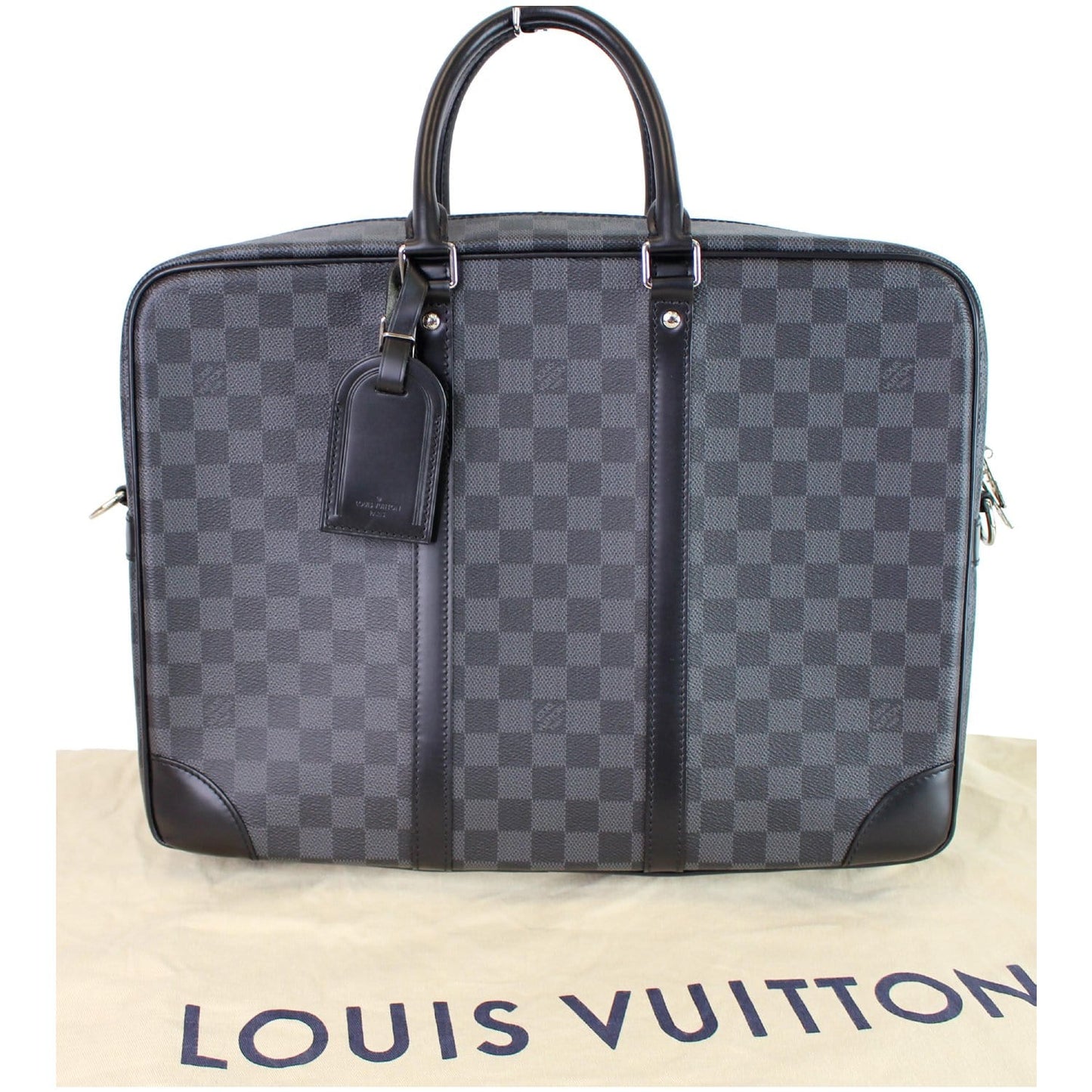 LOUIS VUITTON Porte Documents Voyage GM Damier Graphite Briefcase Bag Black