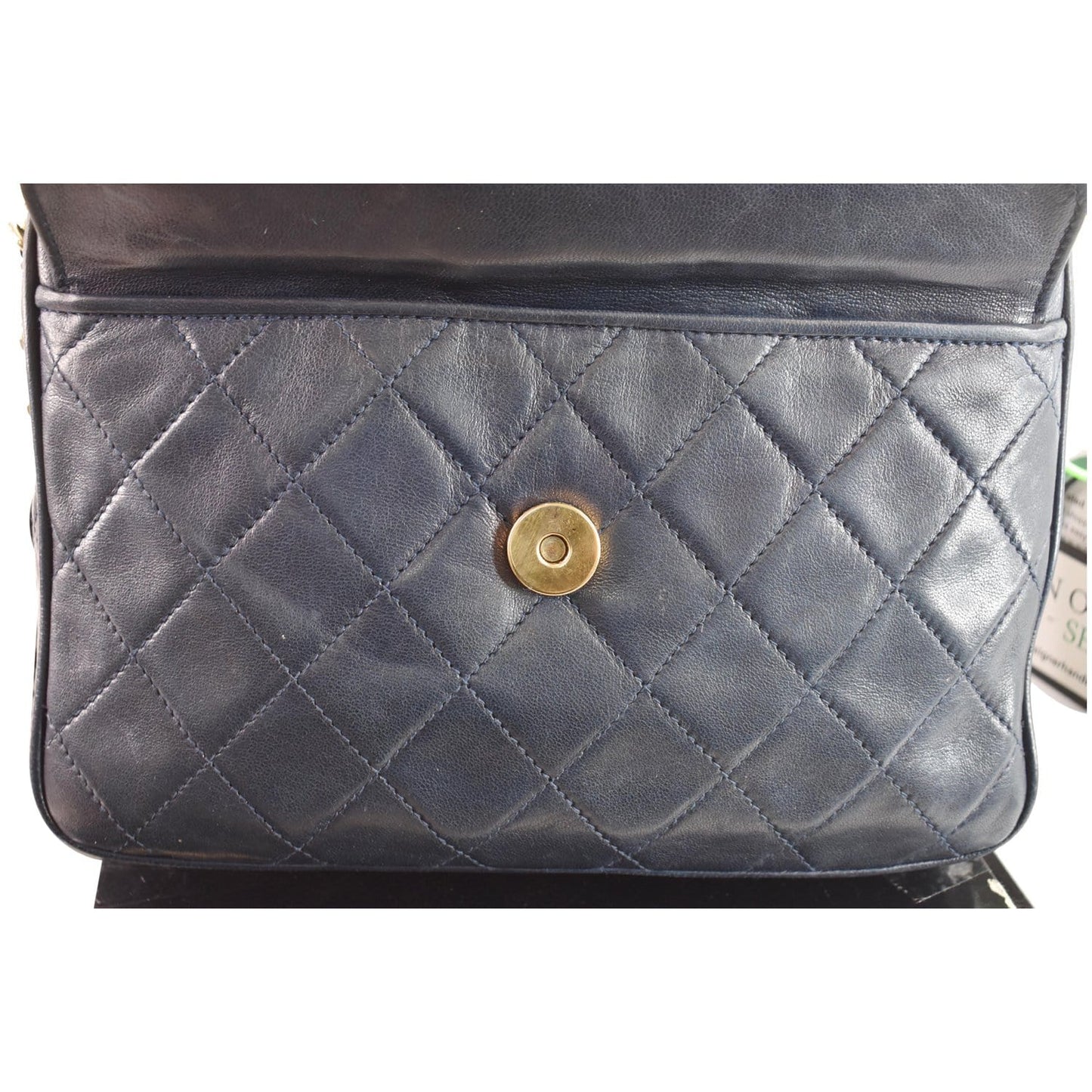 CHANEL Vintage Front Pocket Lambskin Leather Camera Bag Blue