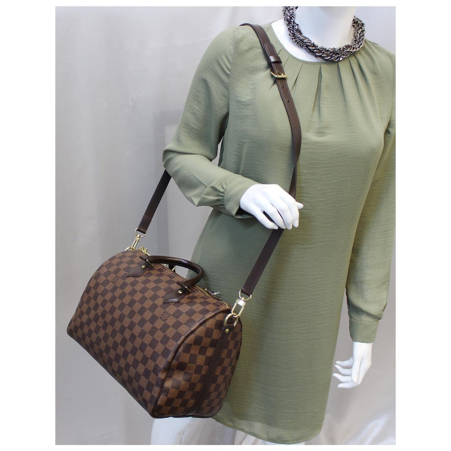 LOUIS VUITTON Speedy 30 Bandouliere Damier Ebene Shoulder Bag Brown